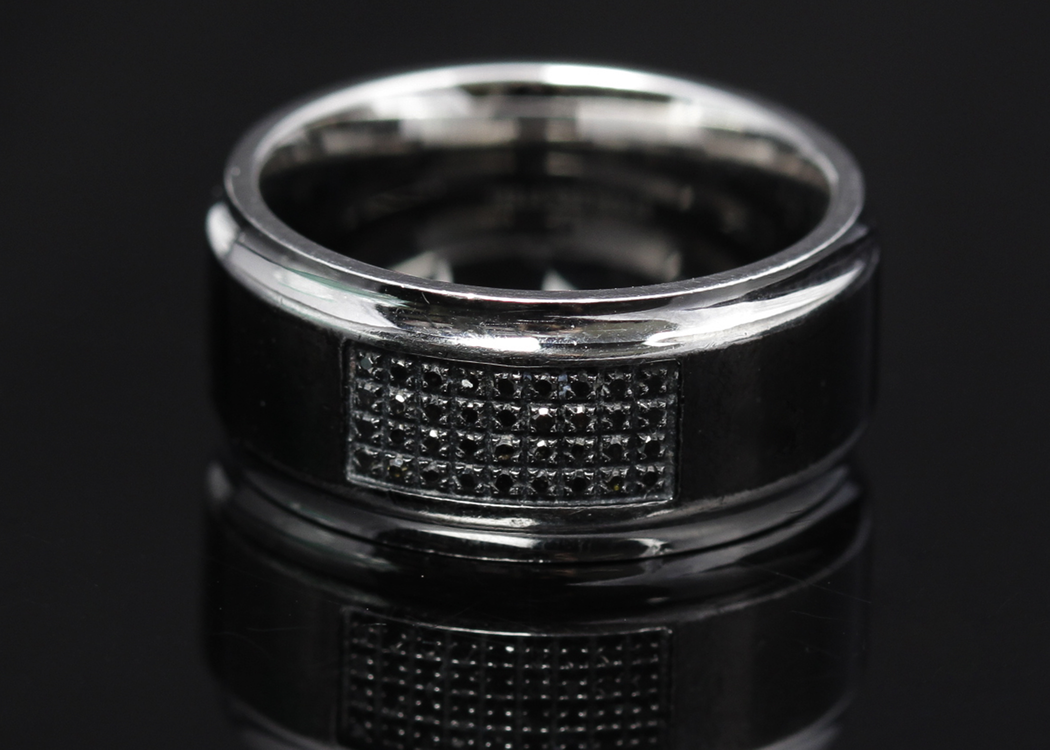 Stainless Steel Black Diamond Band