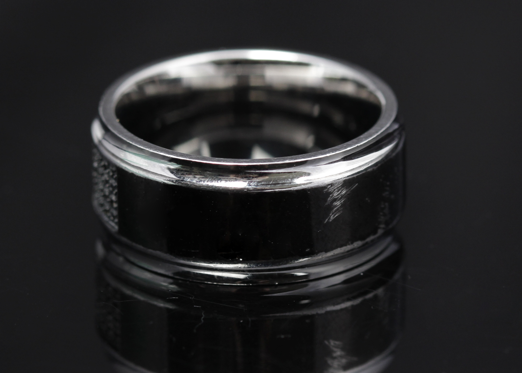 Stainless Steel Black Diamond Band