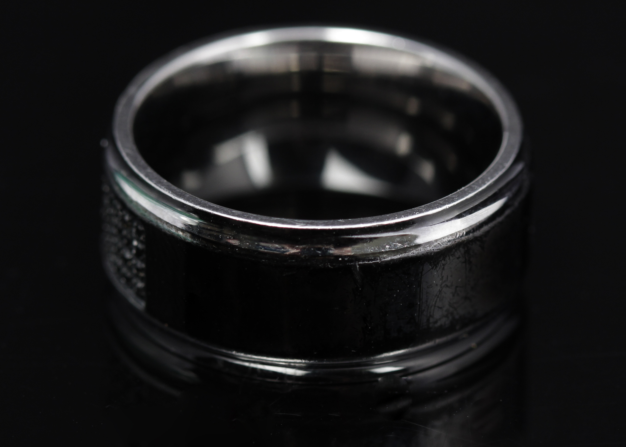 Stainless Steel Black Diamond Band