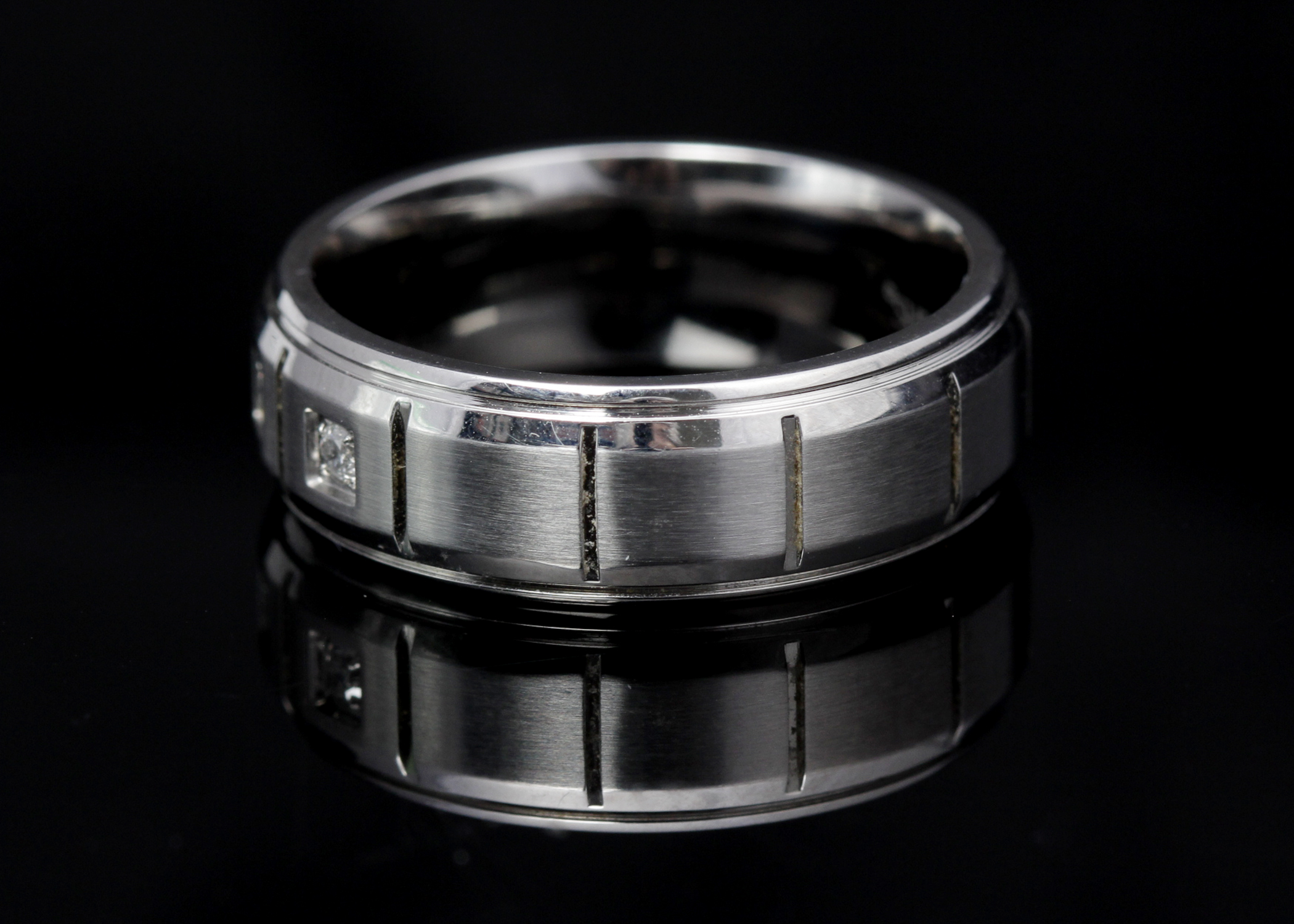 Stainless Steel Diamond Band