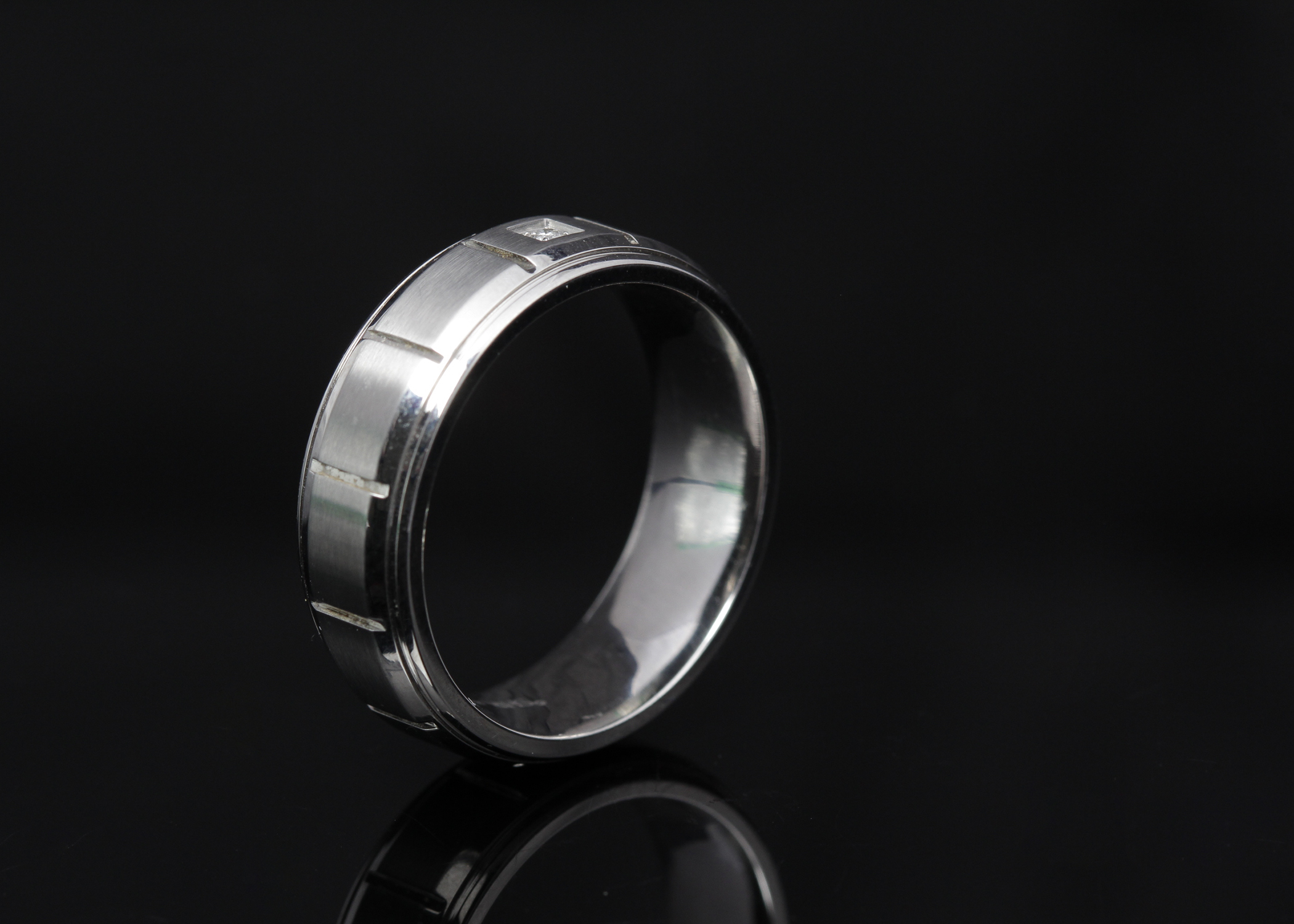 Stainless Steel Diamond Band