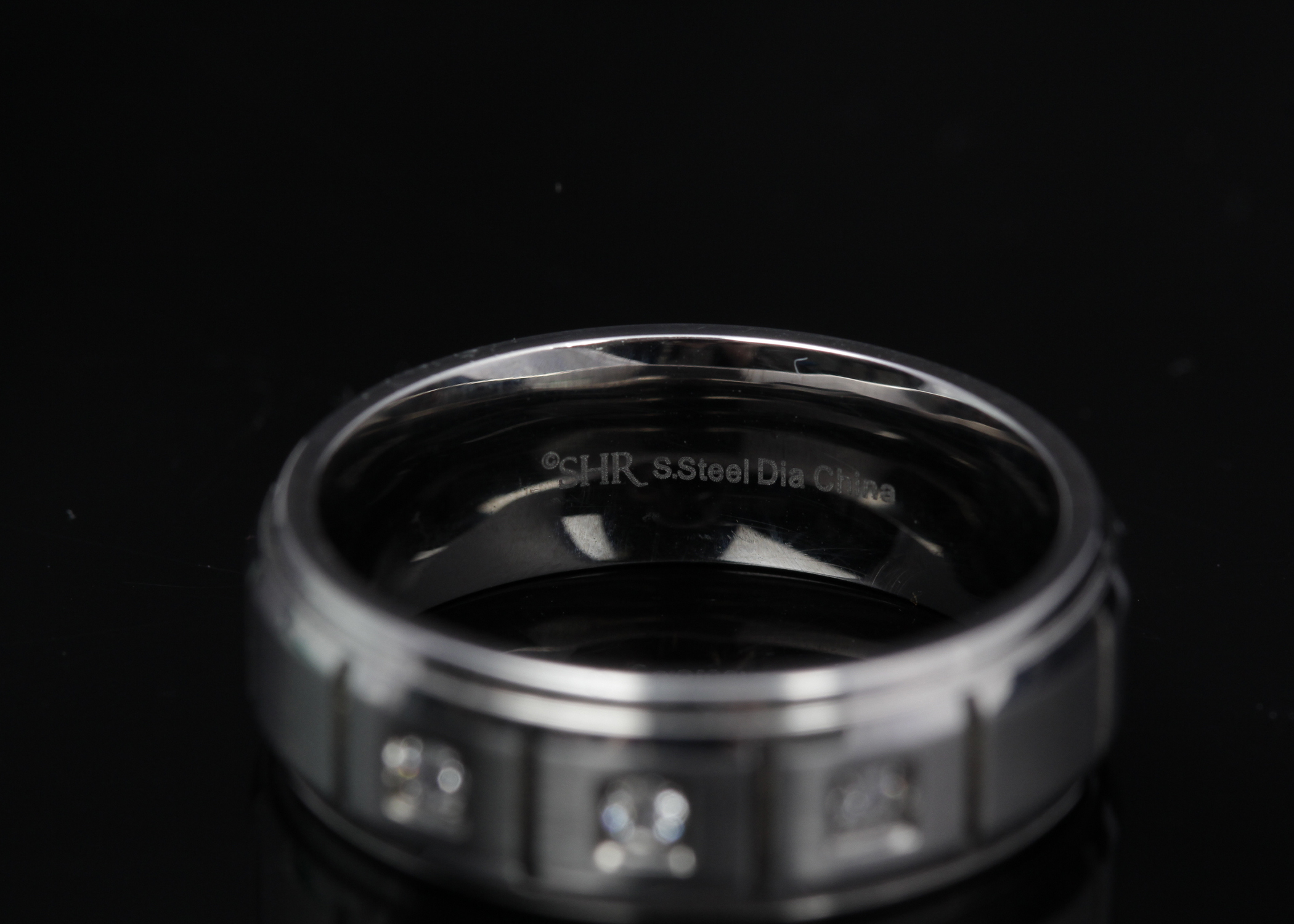 Stainless Steel Diamond Band