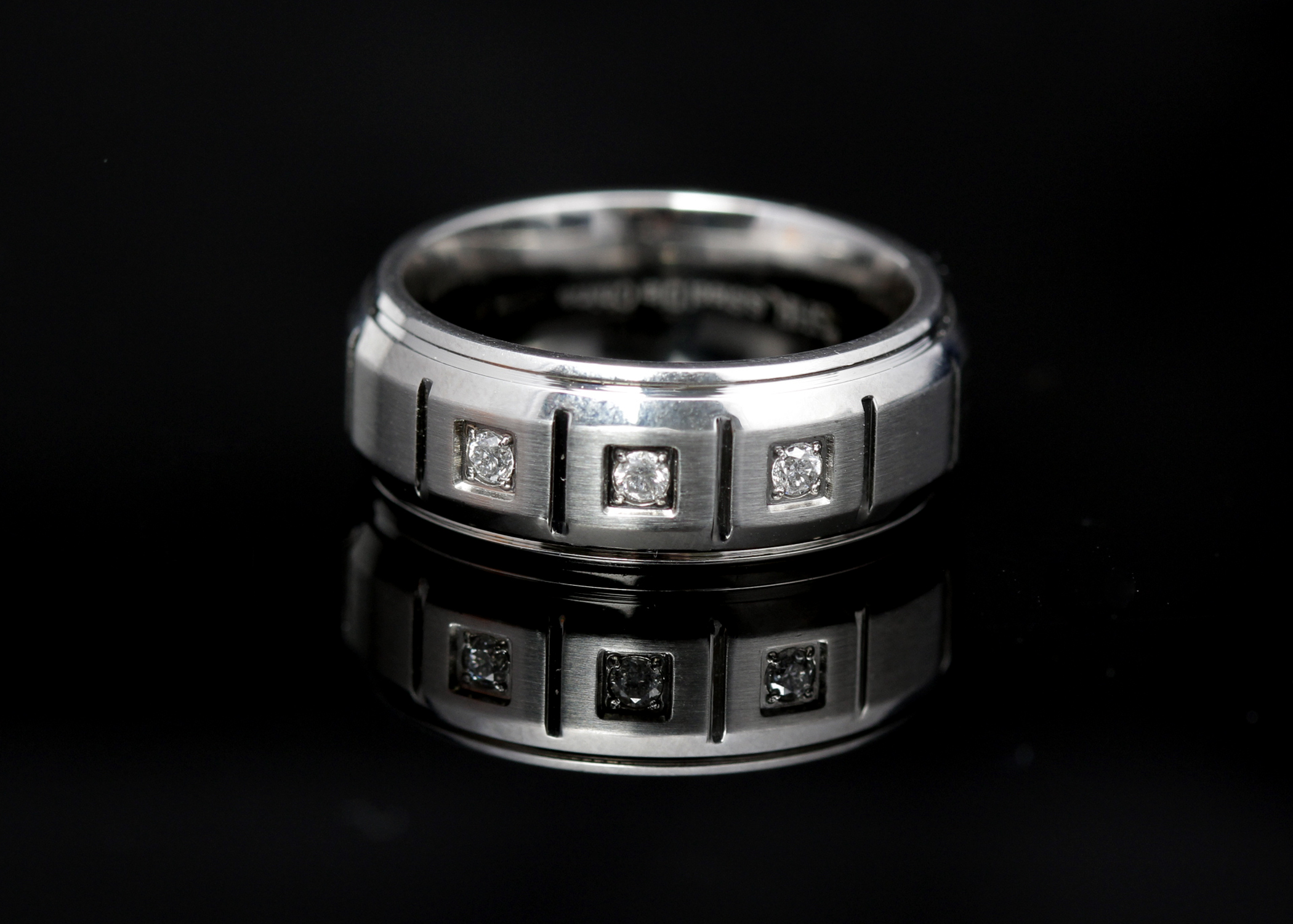 Stainless Steel Diamond Band