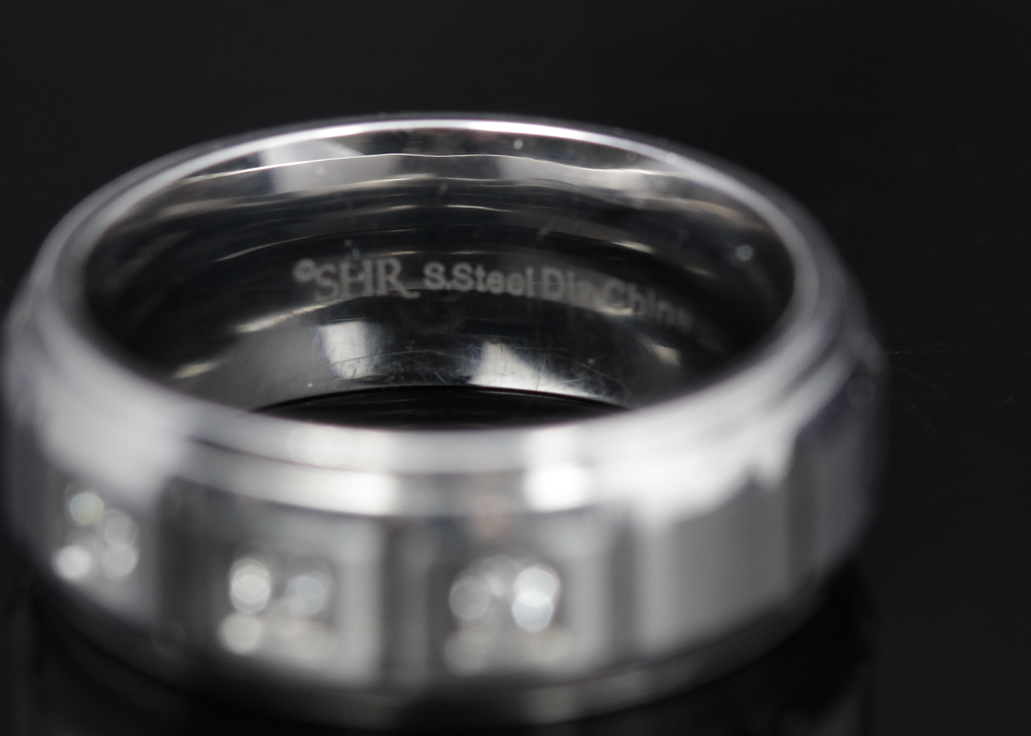 Stainless Steel Diamond Band