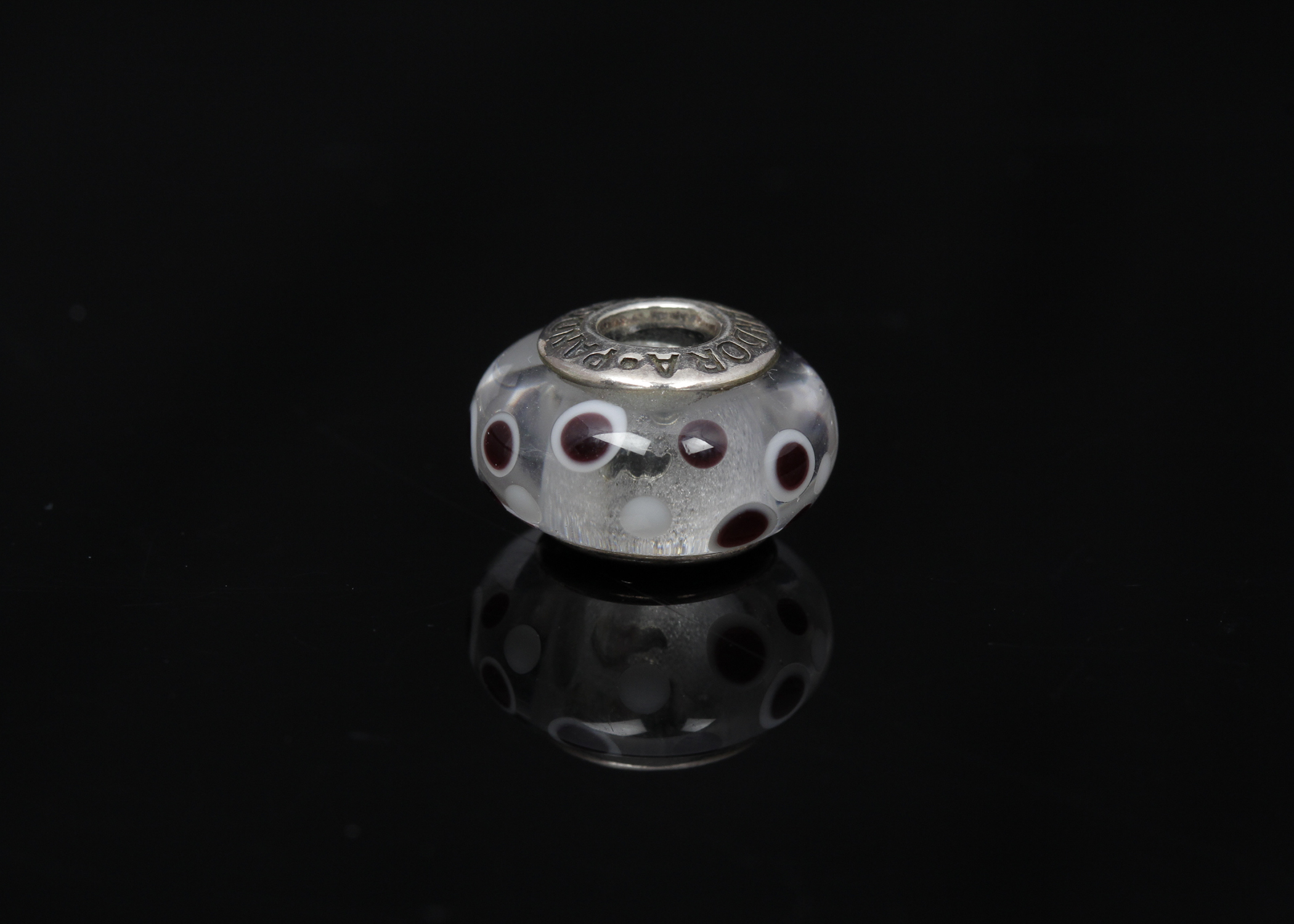 PANDORA Sterling Silver Murano Glass "White Bubbles" Charm