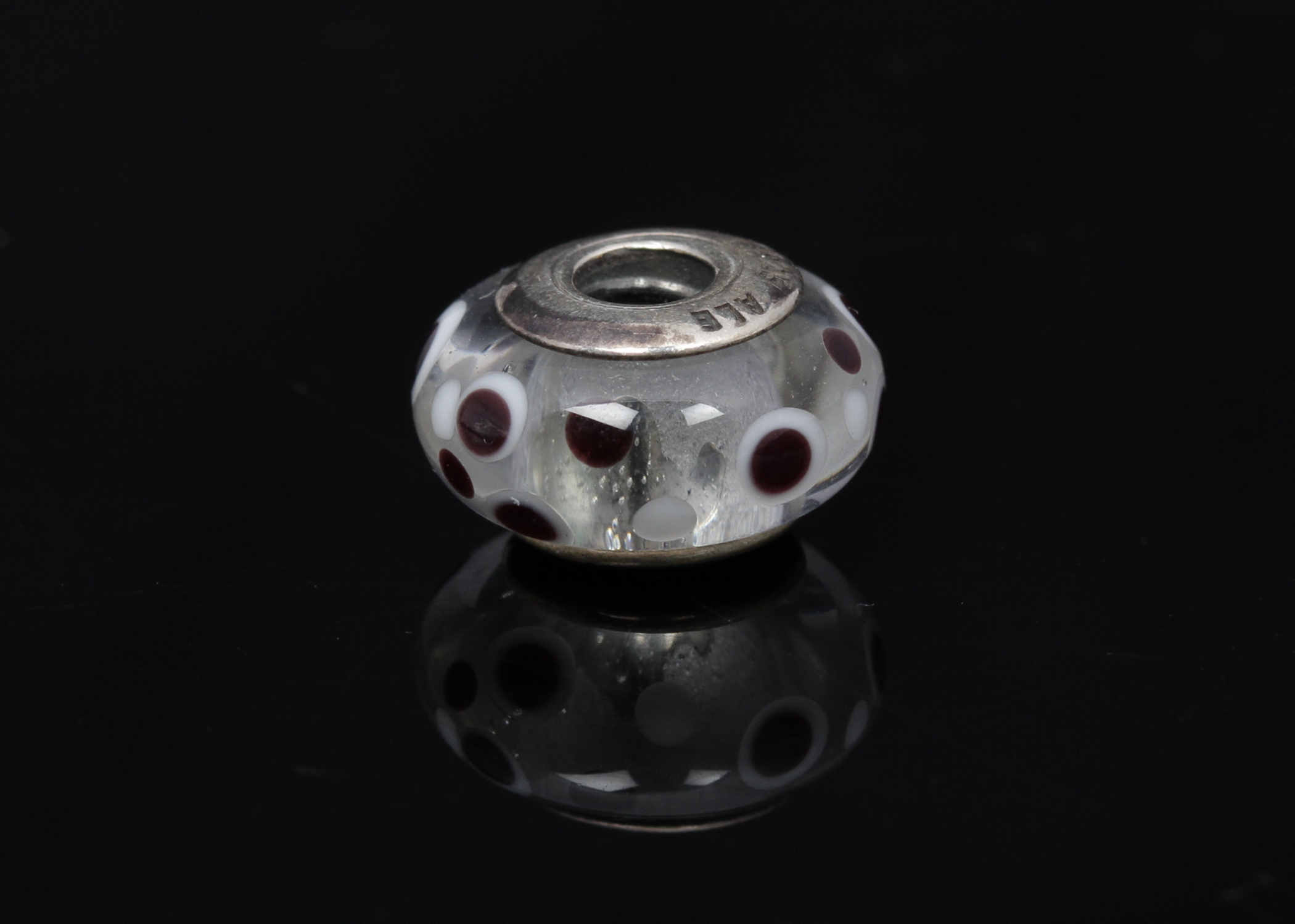 PANDORA Sterling Silver Murano Glass "White Bubbles" Charm