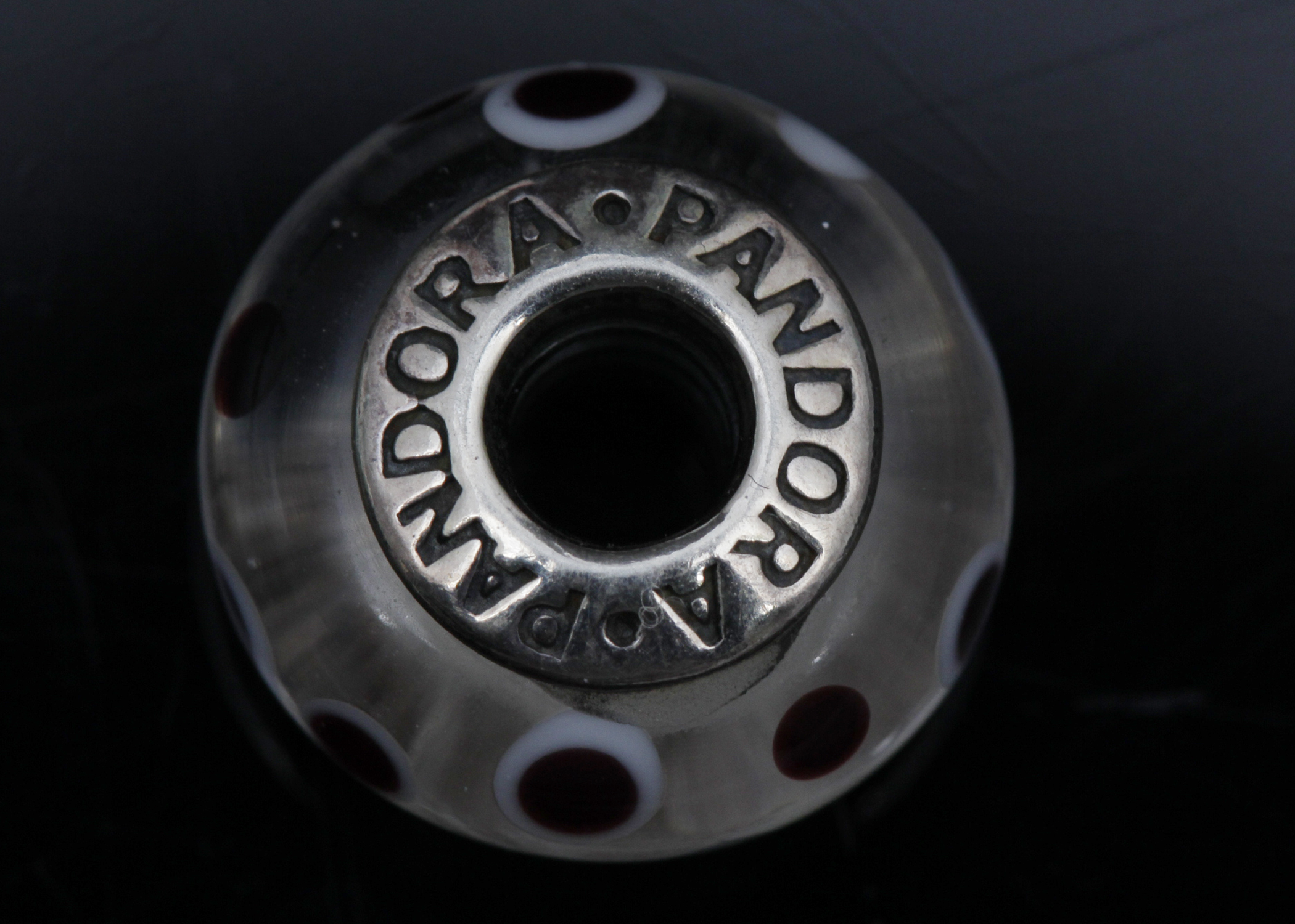 PANDORA Sterling Silver Murano Glass "White Bubbles" Charm