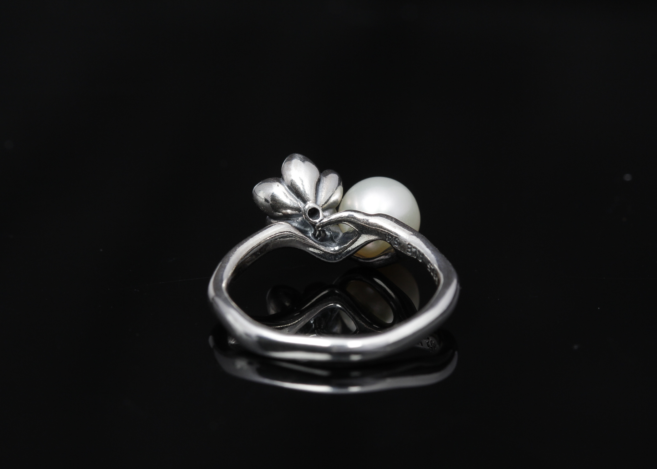 PANDORA Sterling Silver "Mystical Floral" Pearl Ring