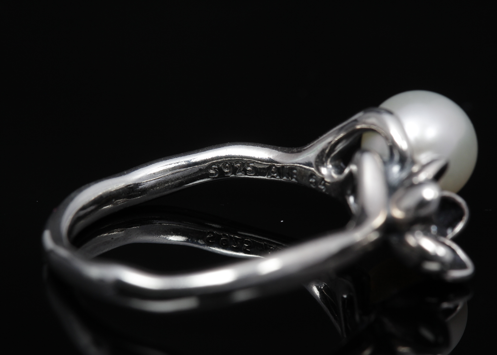 PANDORA Sterling Silver "Mystical Floral" Pearl Ring