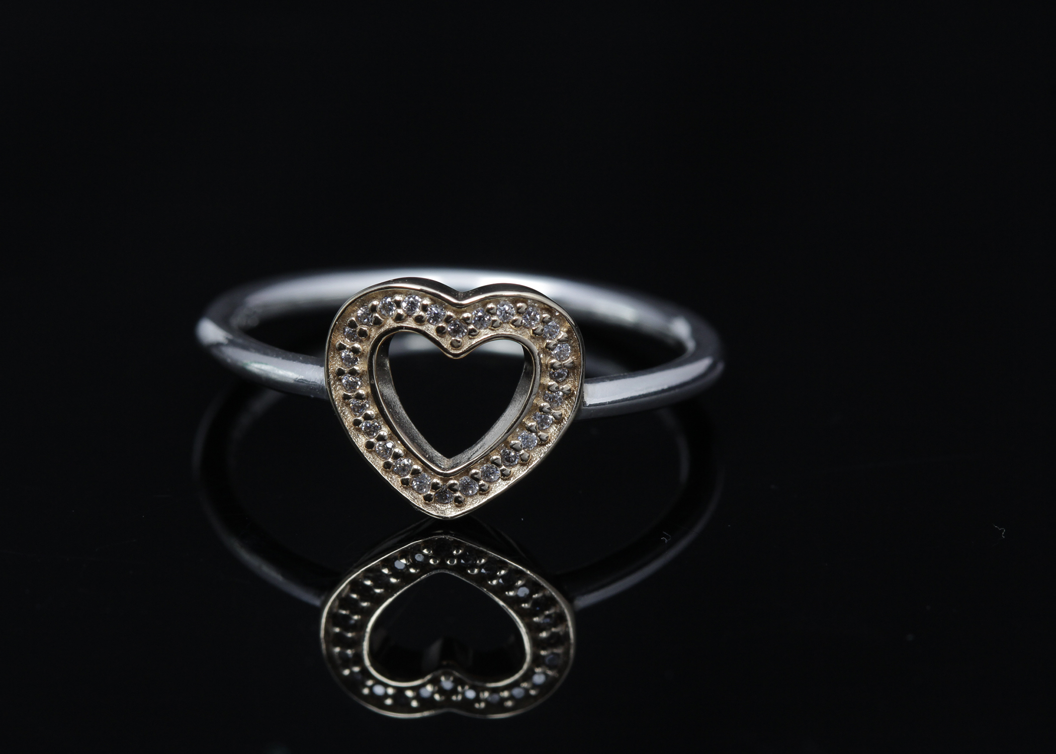 PANDORA 14K Yellow Gold Accented Sterling Silver Ring