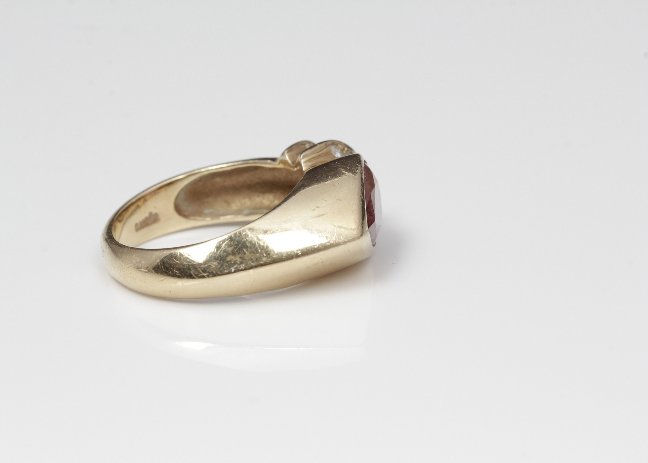 14K Yellow Gold Tourmaline and Diamond Ring