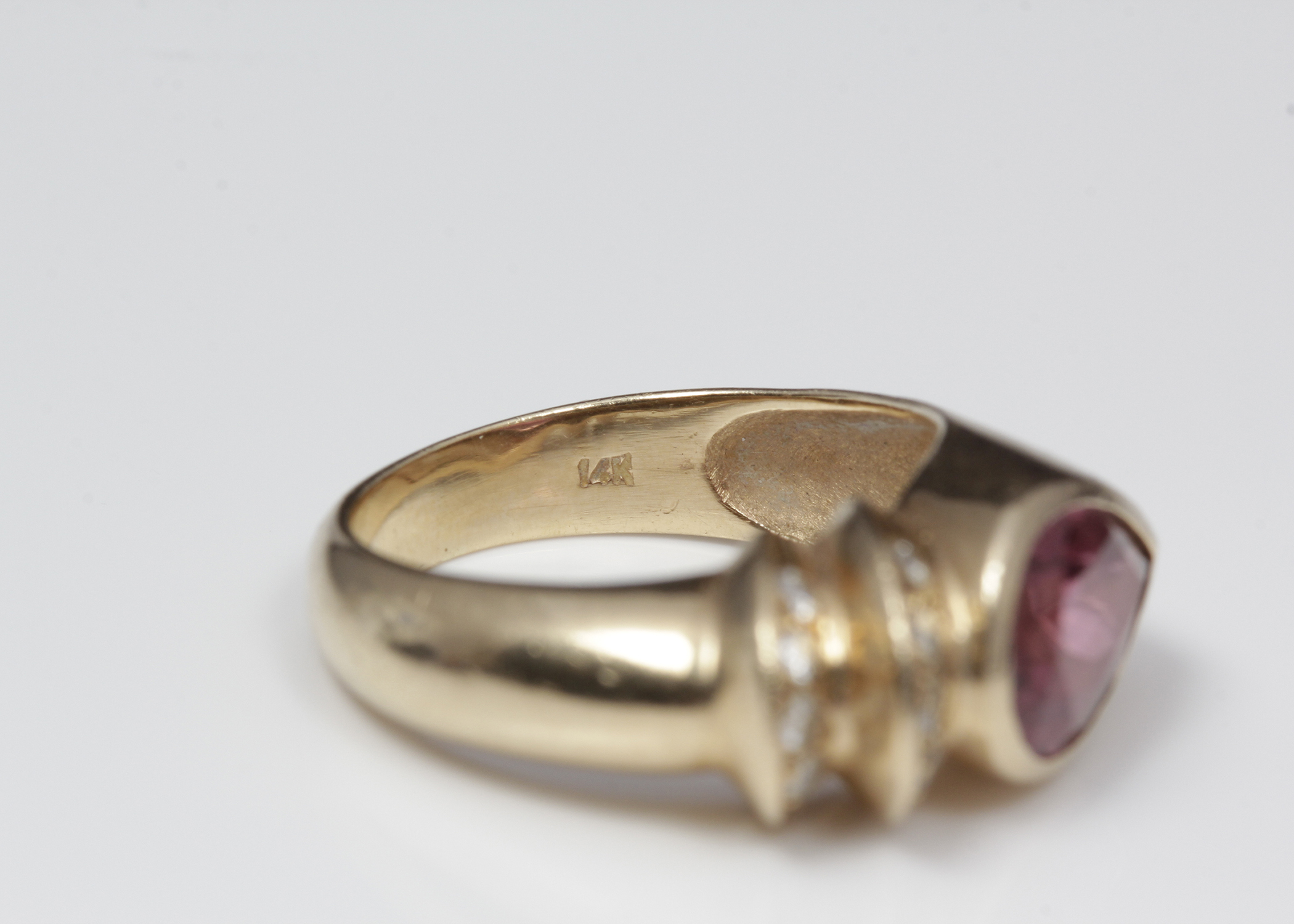 14K Yellow Gold Tourmaline and Diamond Ring