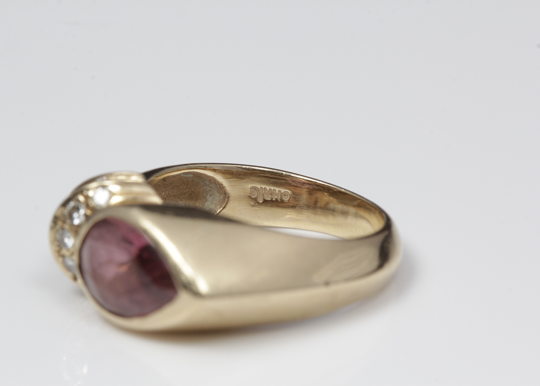 14K Yellow Gold Tourmaline and Diamond Ring