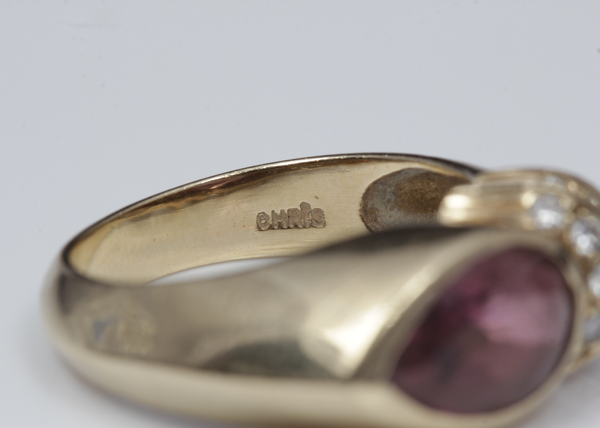 14K Yellow Gold Tourmaline and Diamond Ring