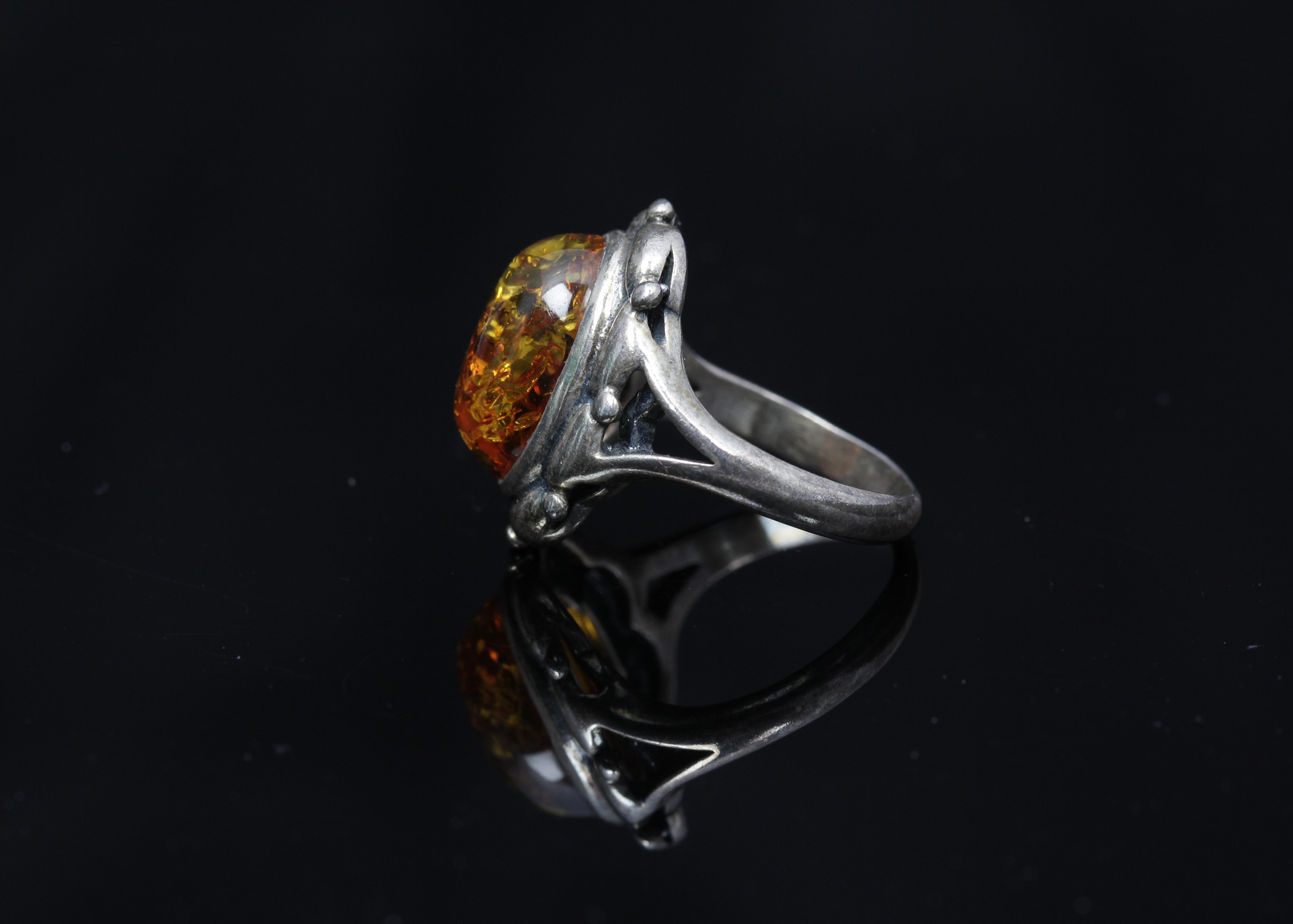 Sterling Silver Amber Ring
