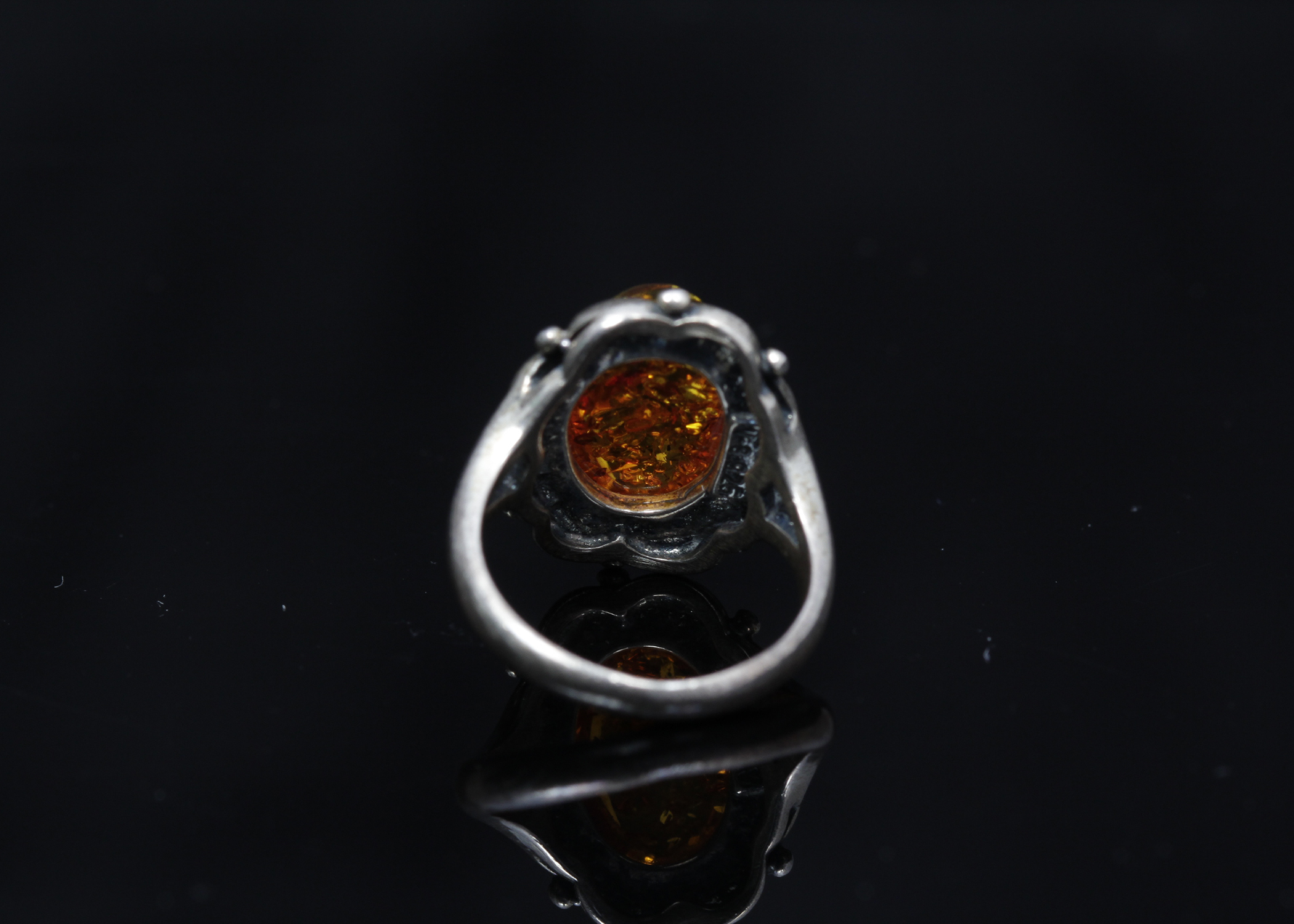 Sterling Silver Amber Ring
