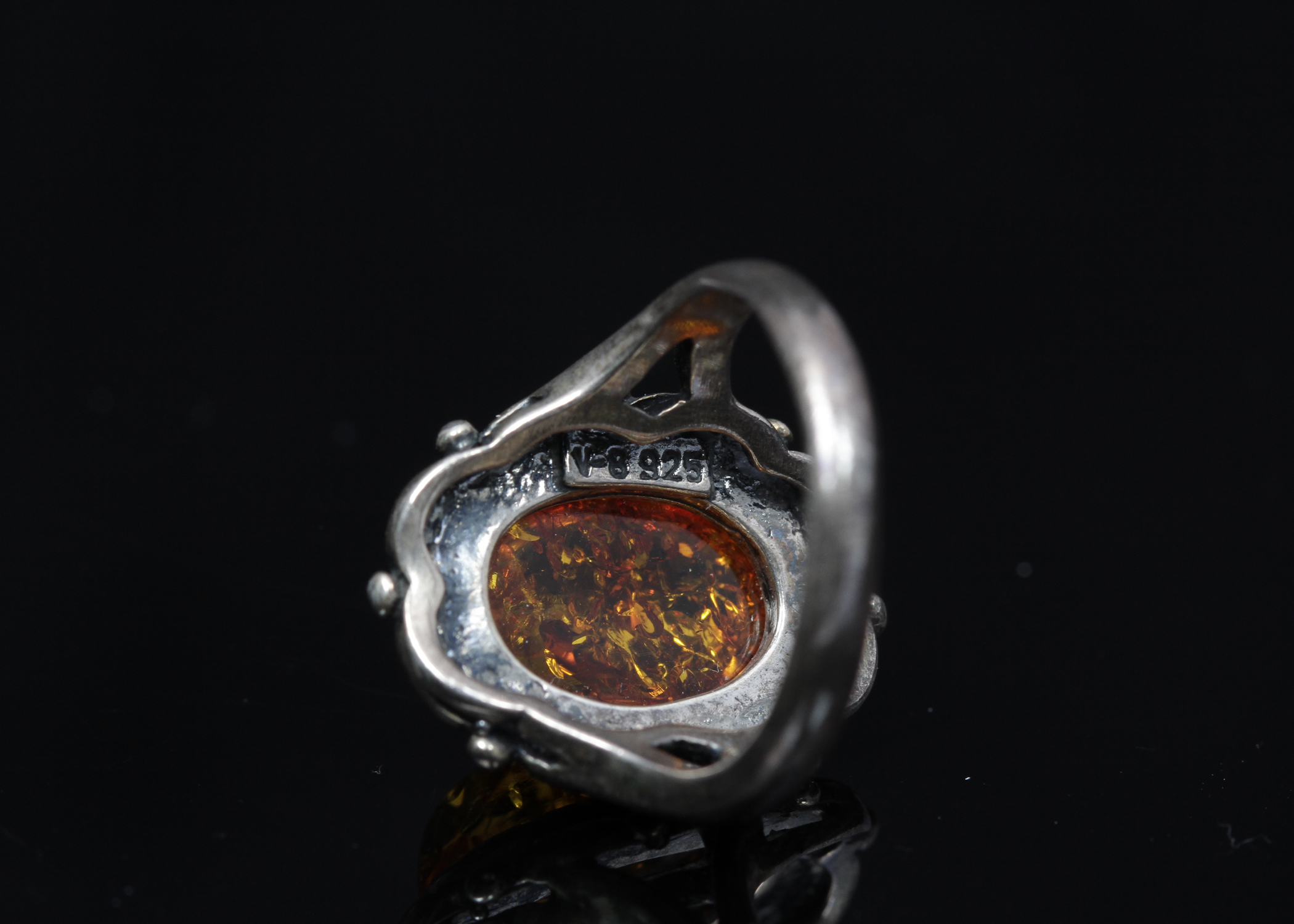 Sterling Silver Amber Ring