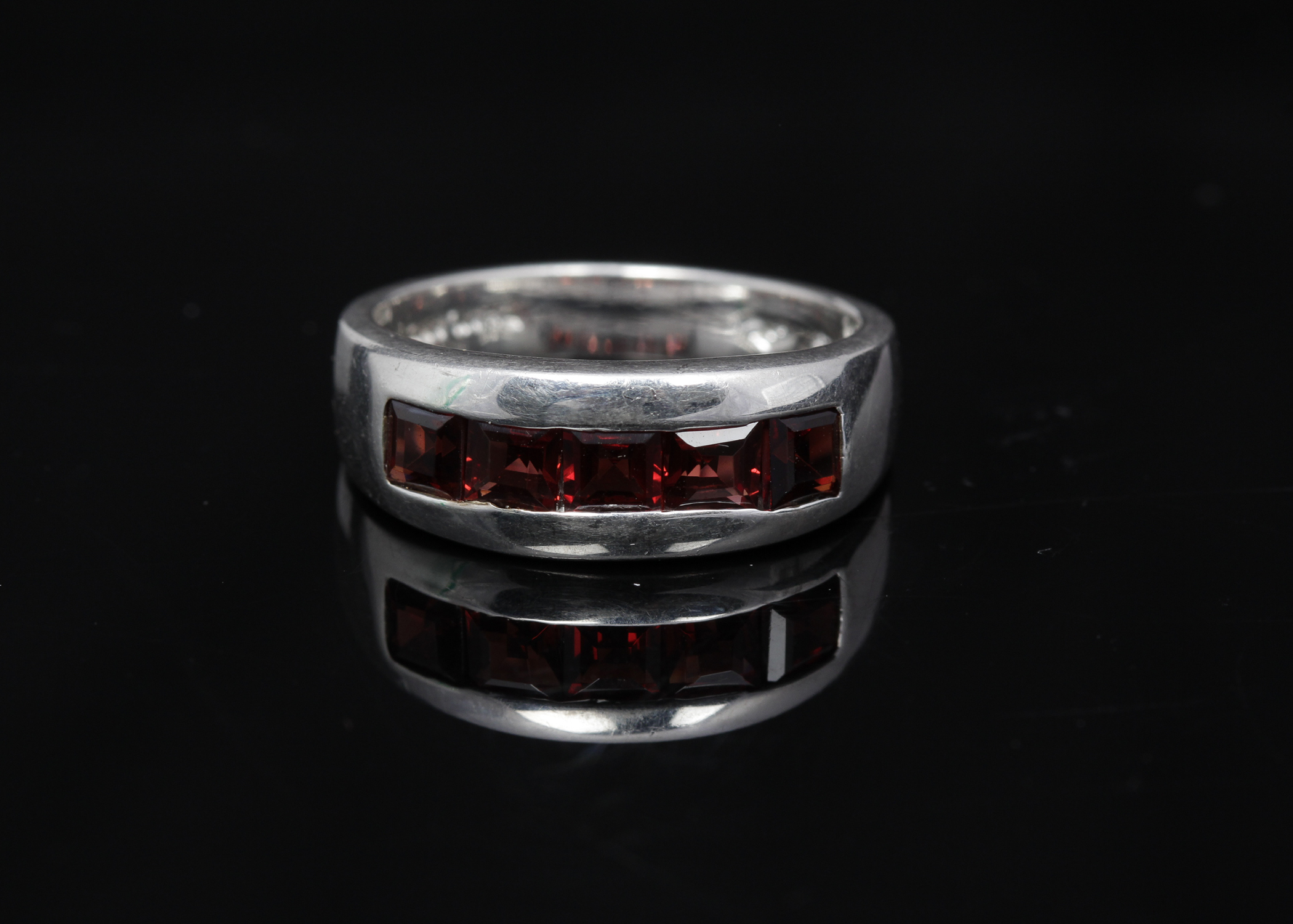 Sterling Silver Garnet Band