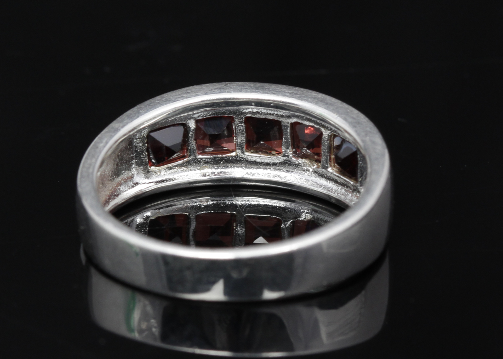 Sterling Silver Garnet Band