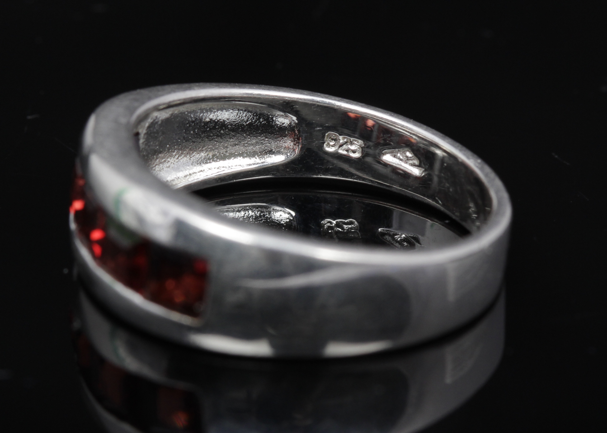 Sterling Silver Garnet Band