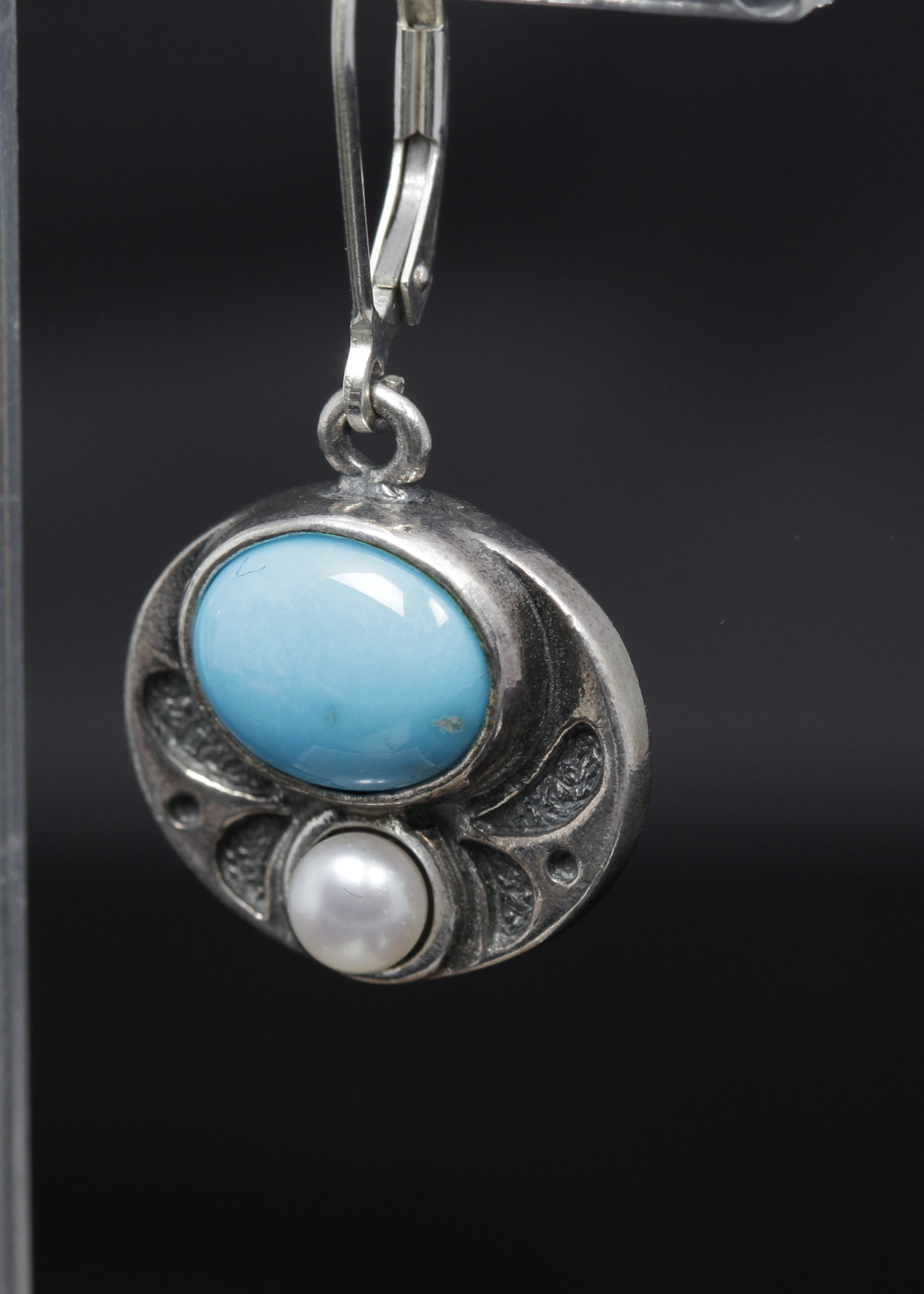 Sterling Silver Turquoise and Pearl Earrings