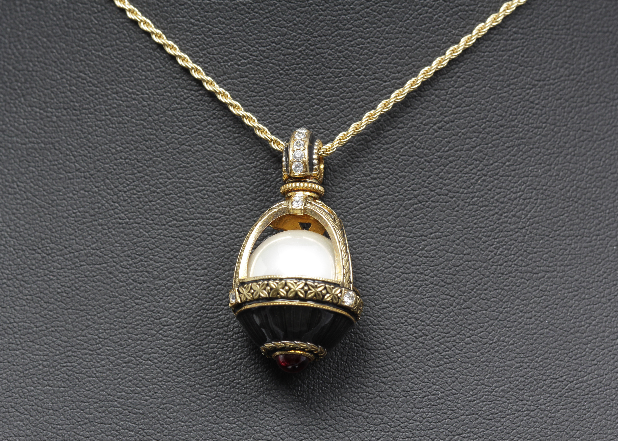 Gold Plated Sterling Silver Faux Pearl Necklace