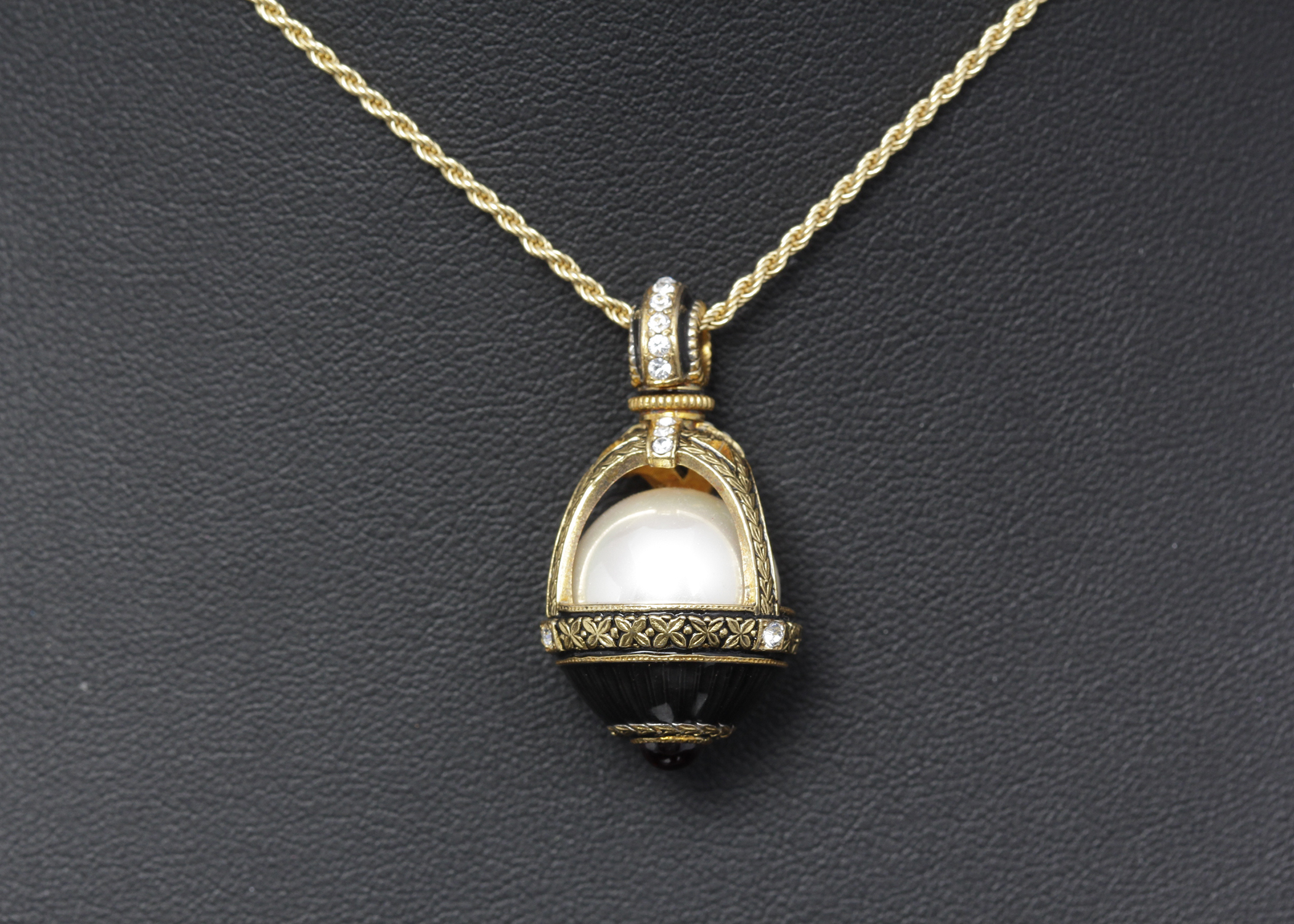 Gold Plated Sterling Silver Faux Pearl Necklace