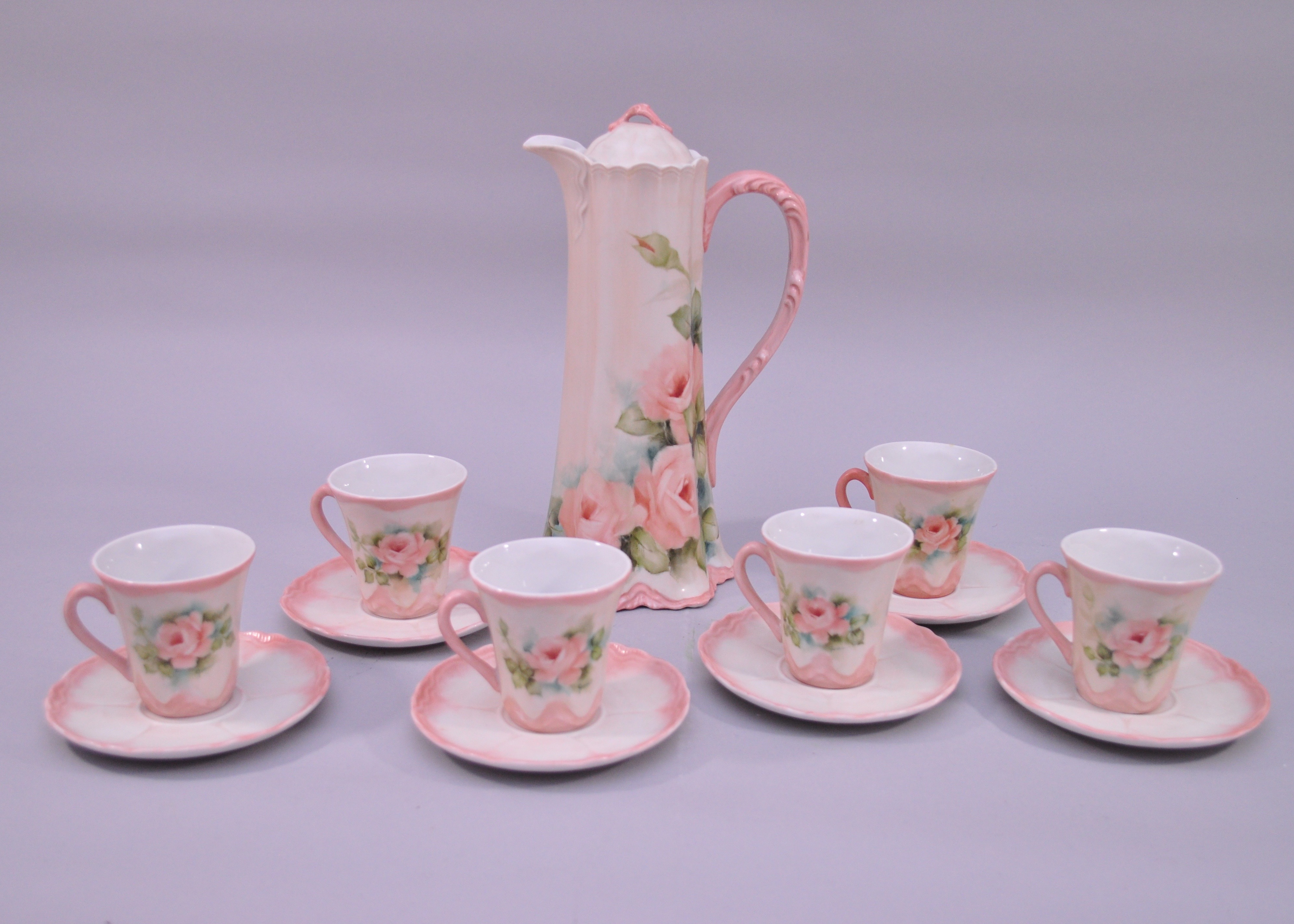 Vintage Hand-Painted Chocolate Set