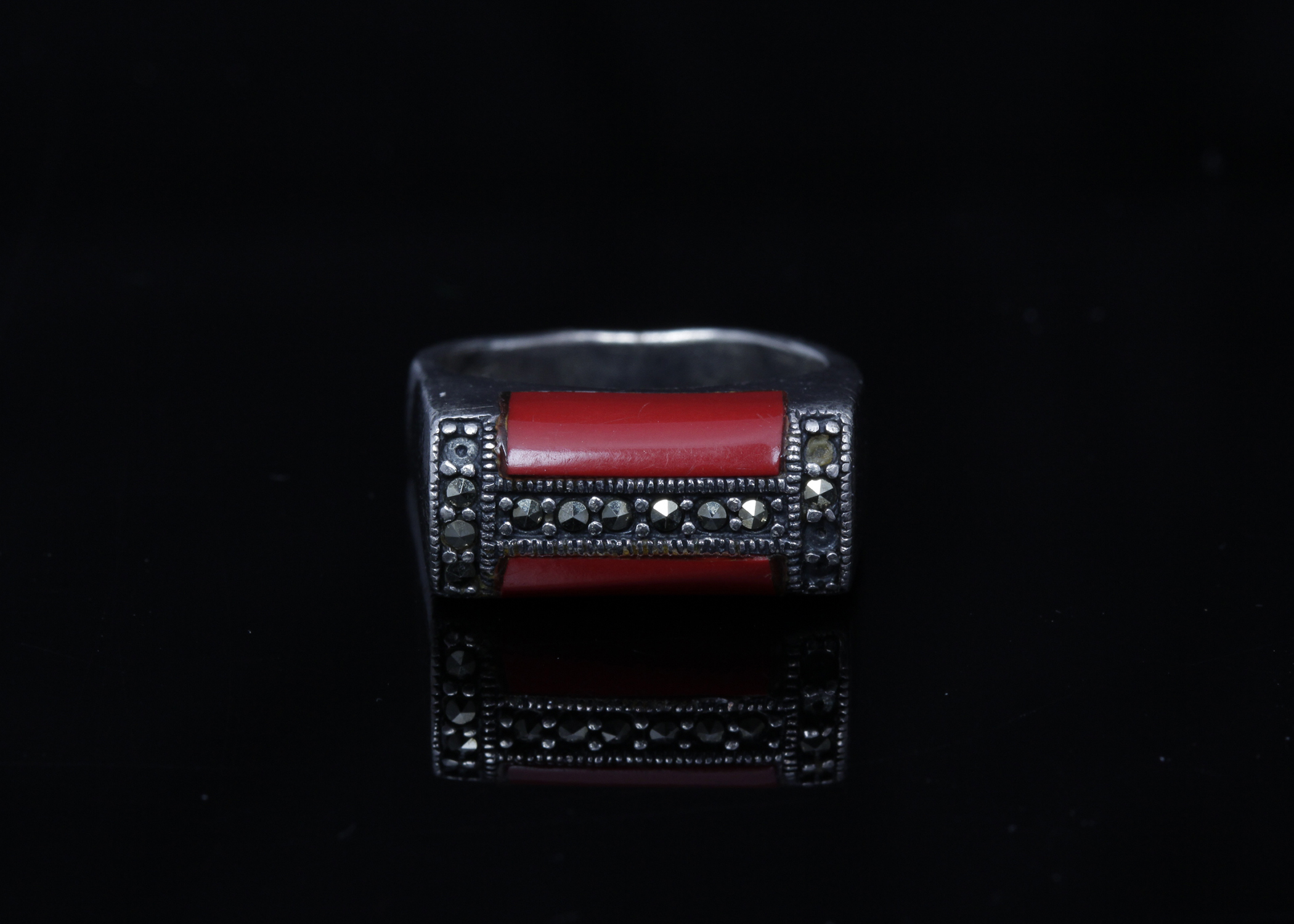 Sterling Silver Coral Ring