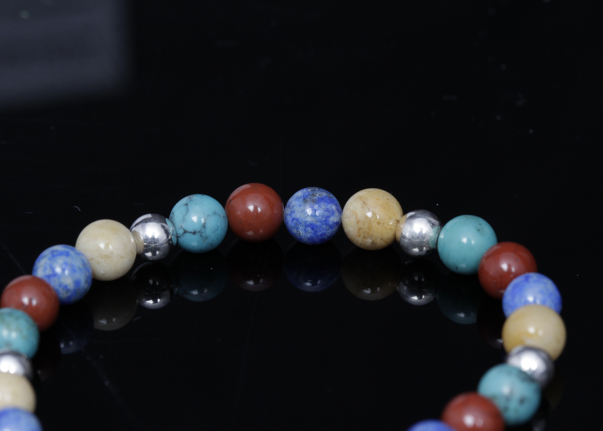 Sterling Silver Beaded Stone Bracelet