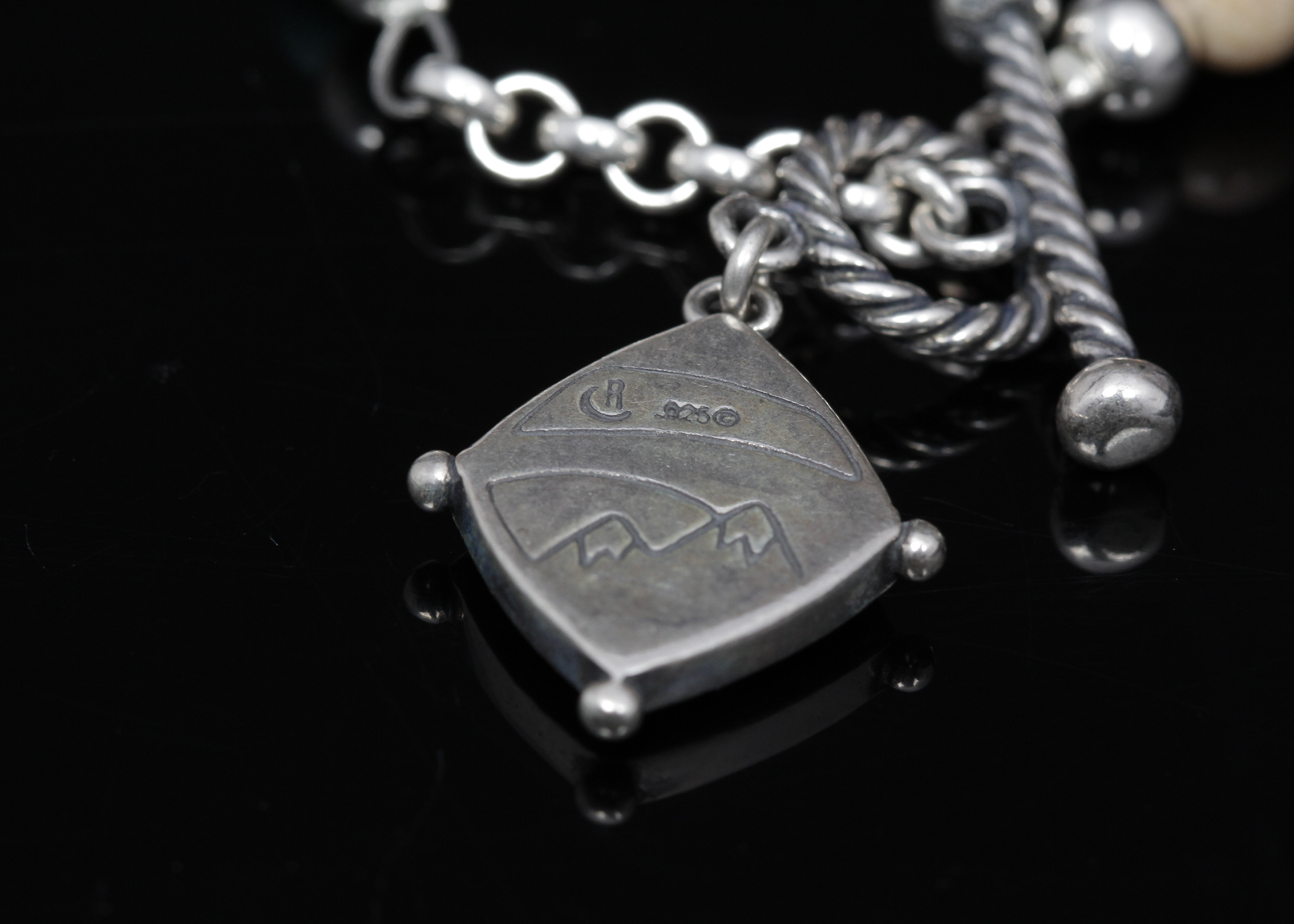 Sterling Silver Beaded Stone Bracelet