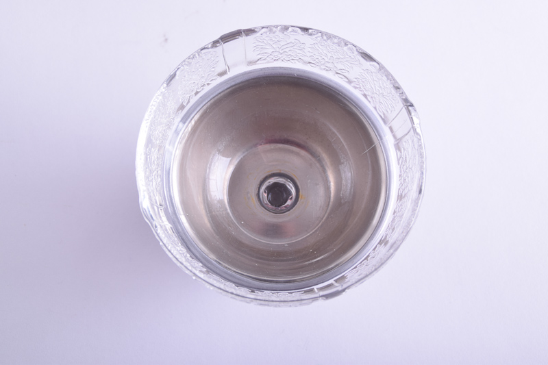 Vintage Depression Glass Dessert Bowls with Metal Bases