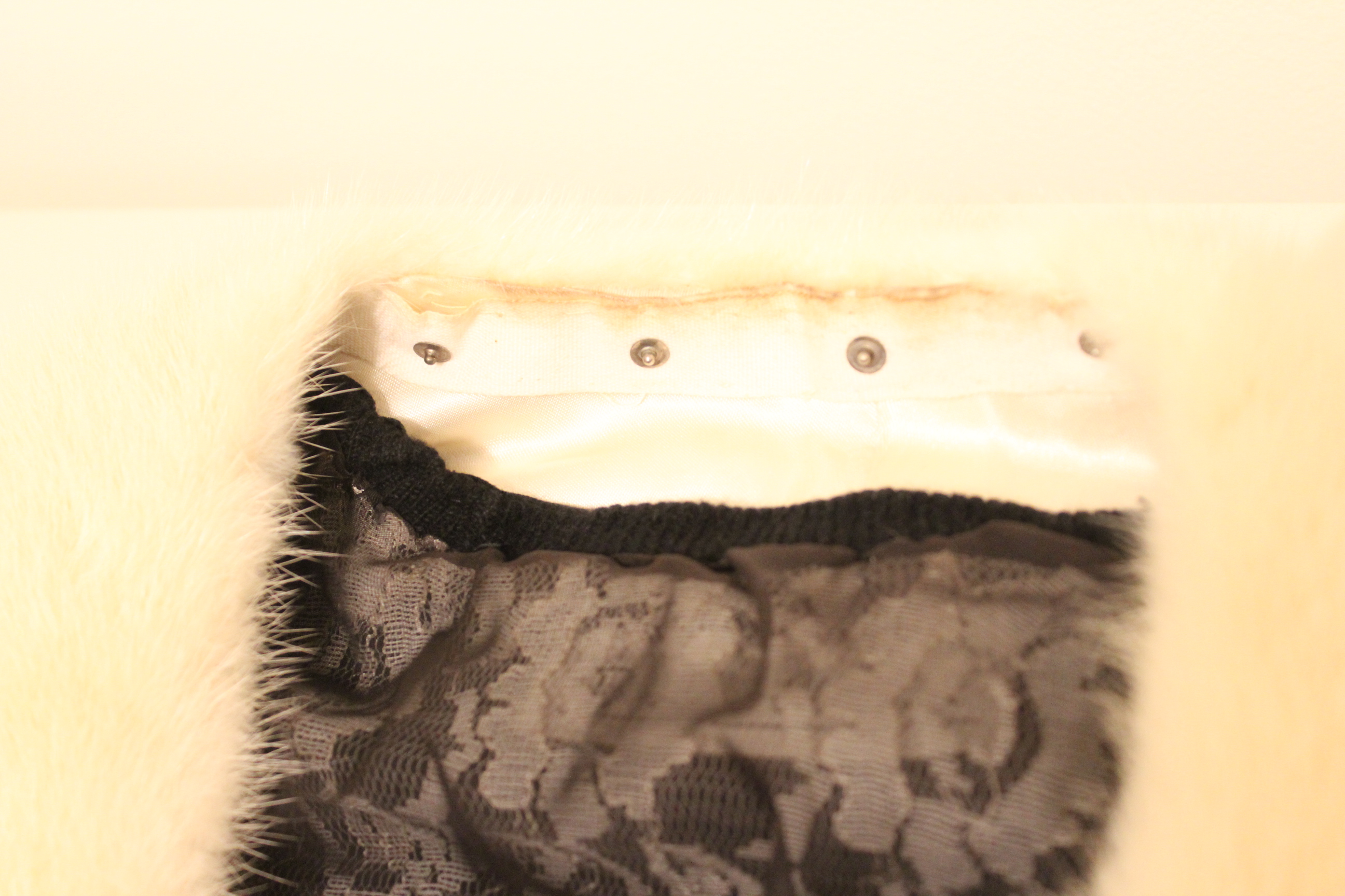 Vintage Black Sweater with Mink Fur Collar