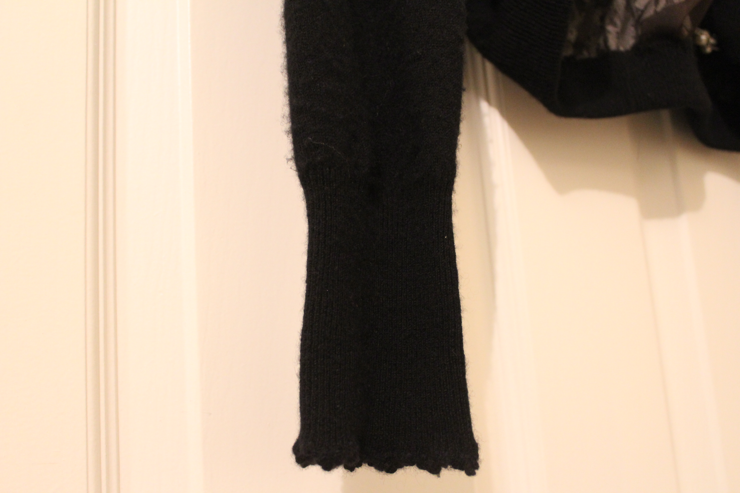 Vintage Black Sweater with Mink Fur Collar