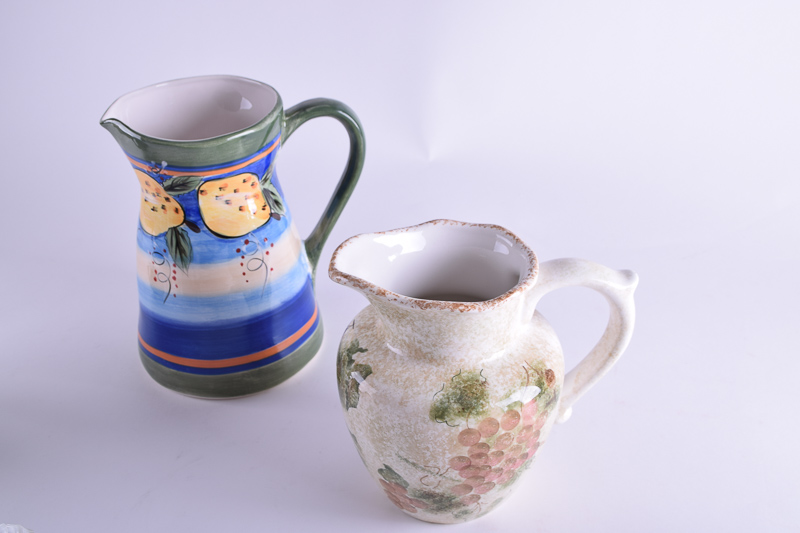 Collection of Ceramic and Glass Serving Pitchers