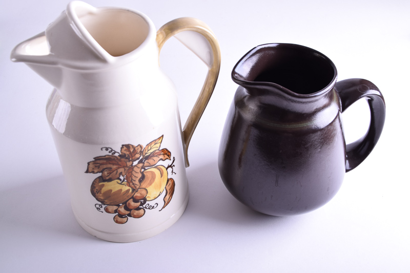 Collection of Ceramic and Glass Serving Pitchers
