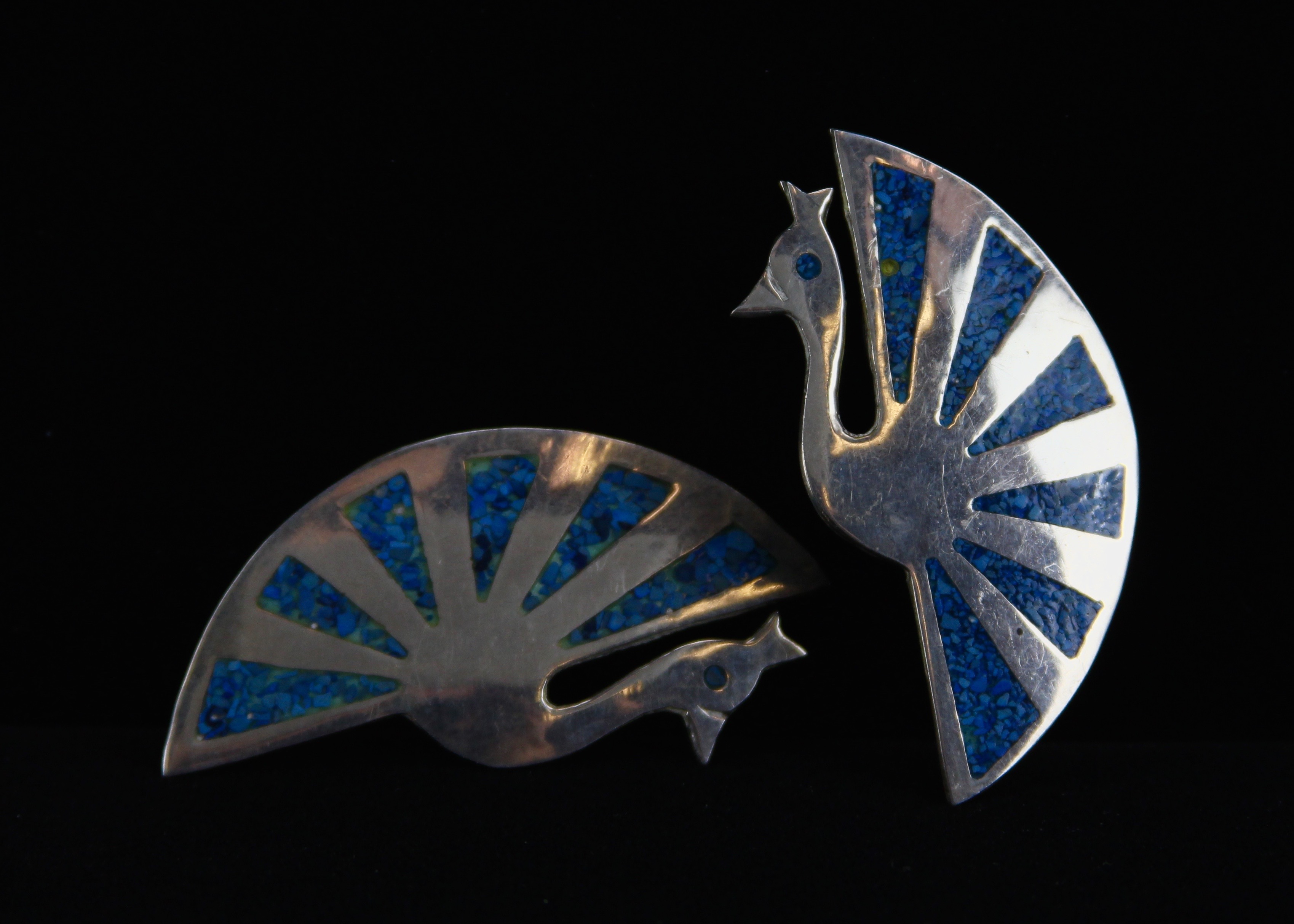 Sterling Silver Peacock Clip-on Earrings