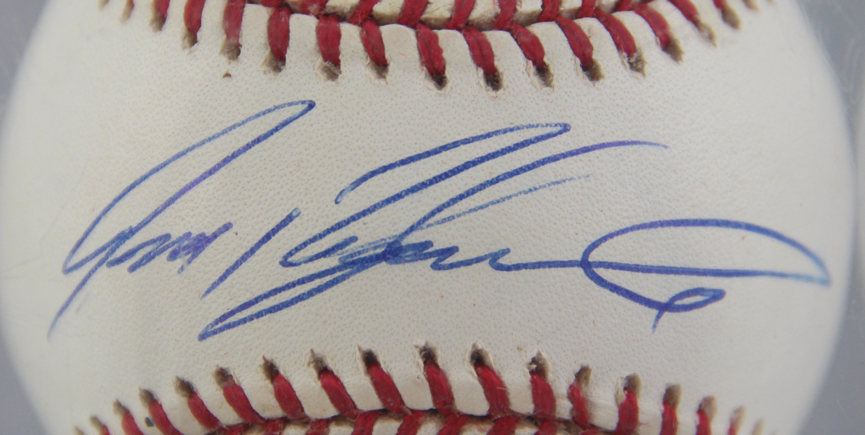 Autographed Ivan "Pudge" Rodriguez Baseball in Display Case