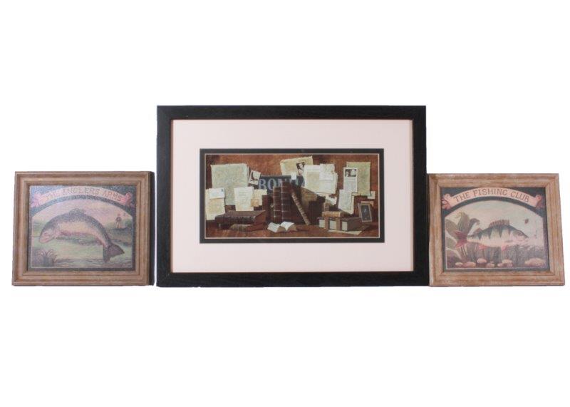 Trio of Decorative Framed Offset Lithographs