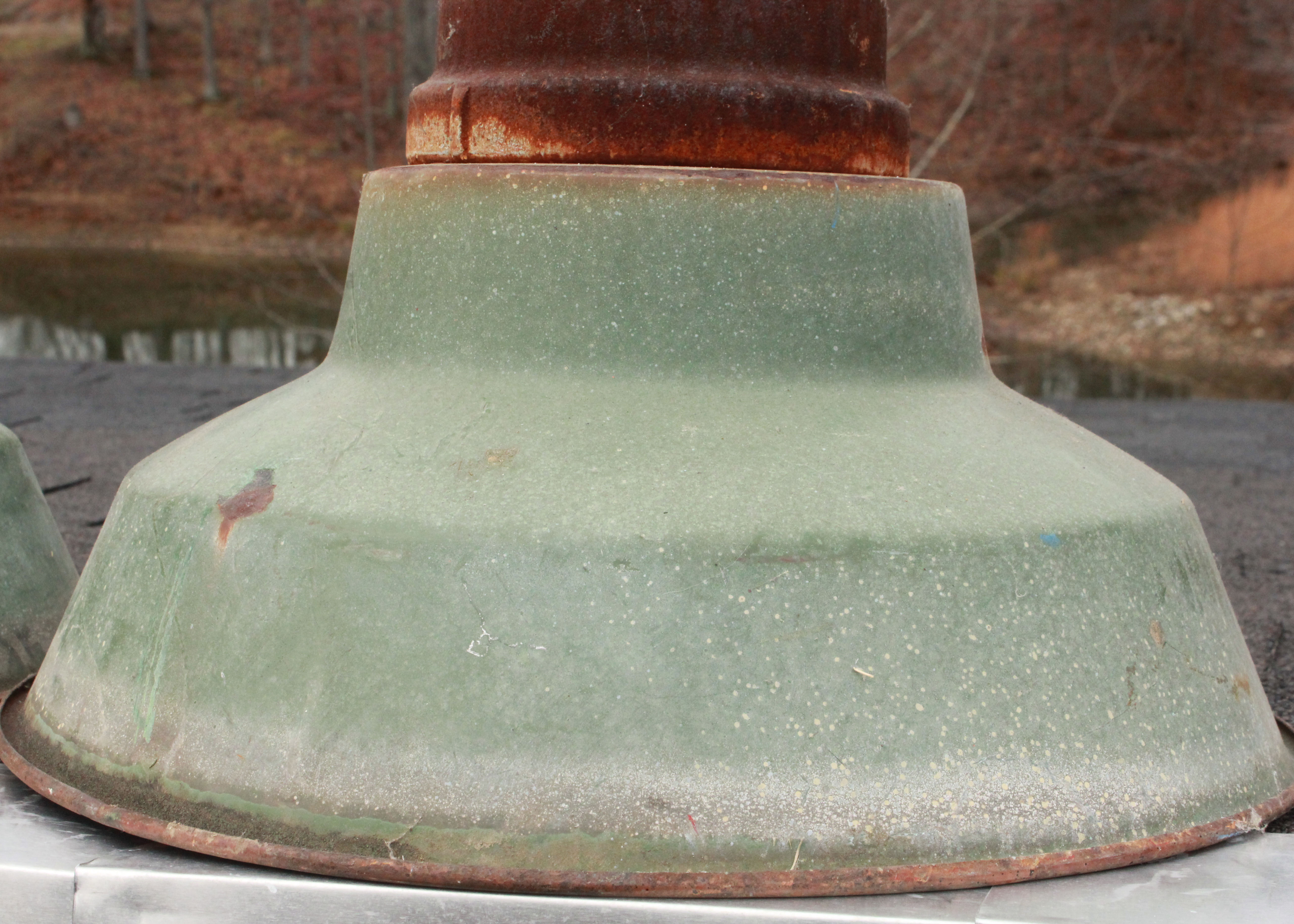 Pair of Metal Industrial Hanging Lights