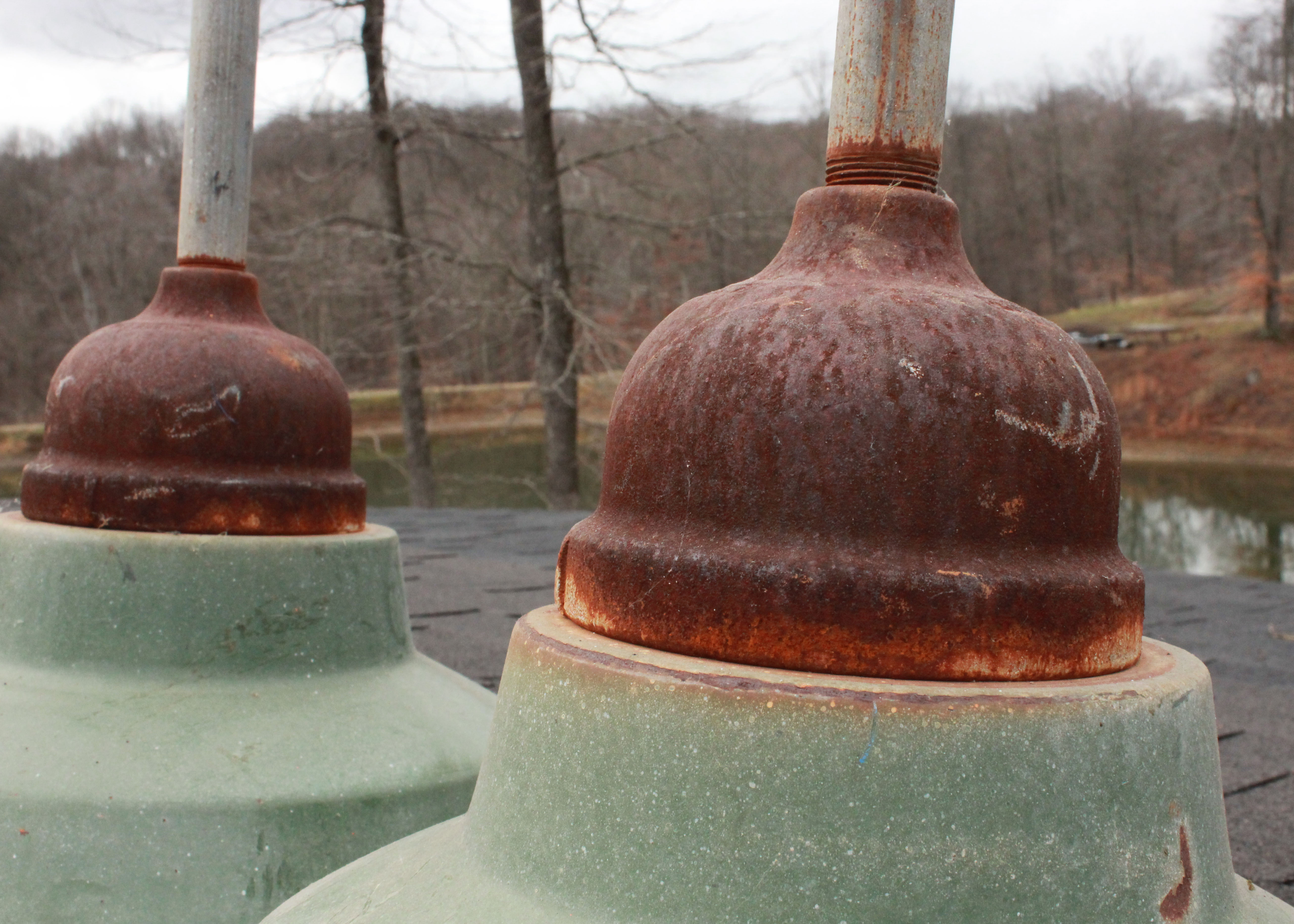 Pair of Metal Industrial Hanging Lights