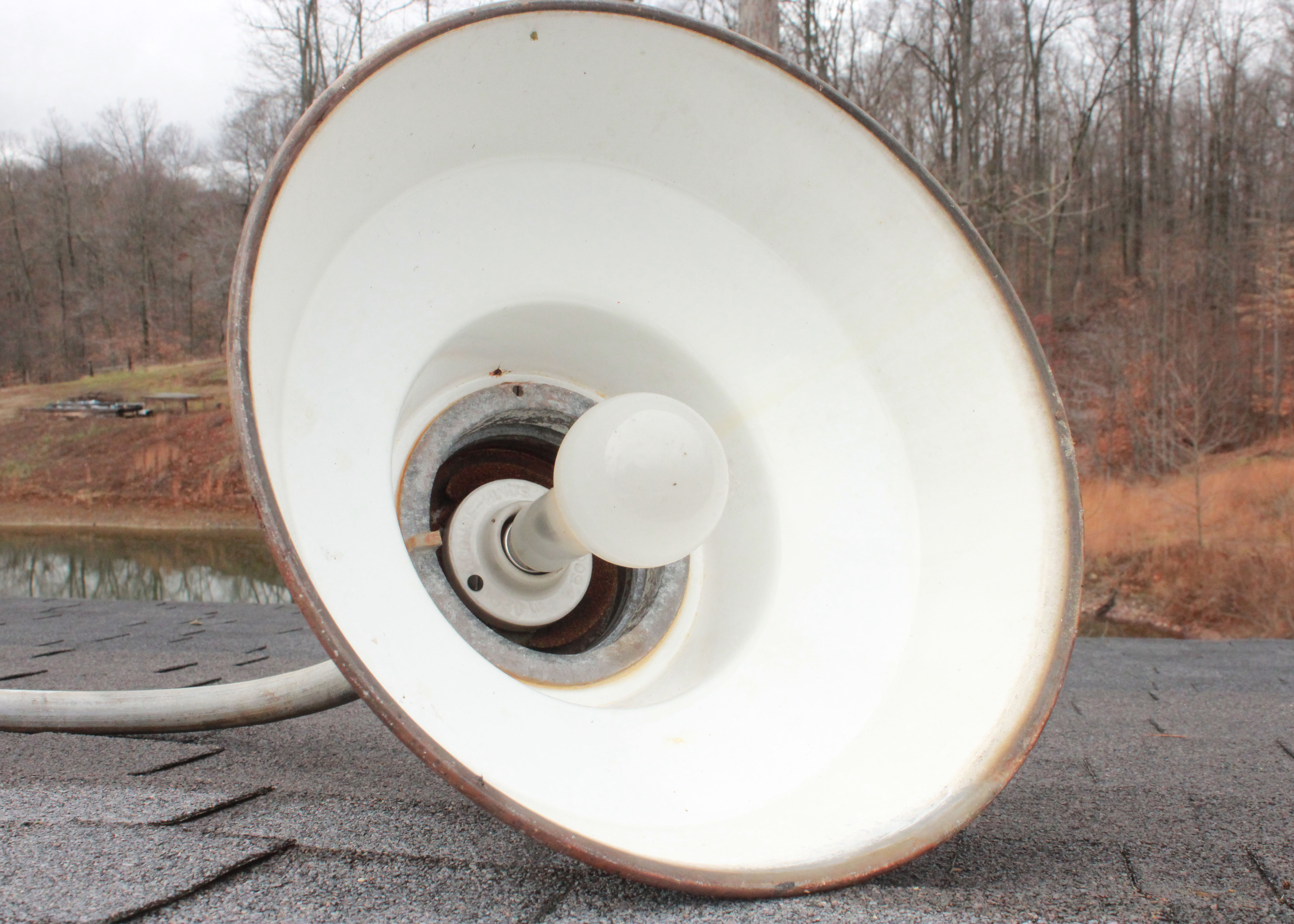 Pair of Metal Industrial Hanging Lights