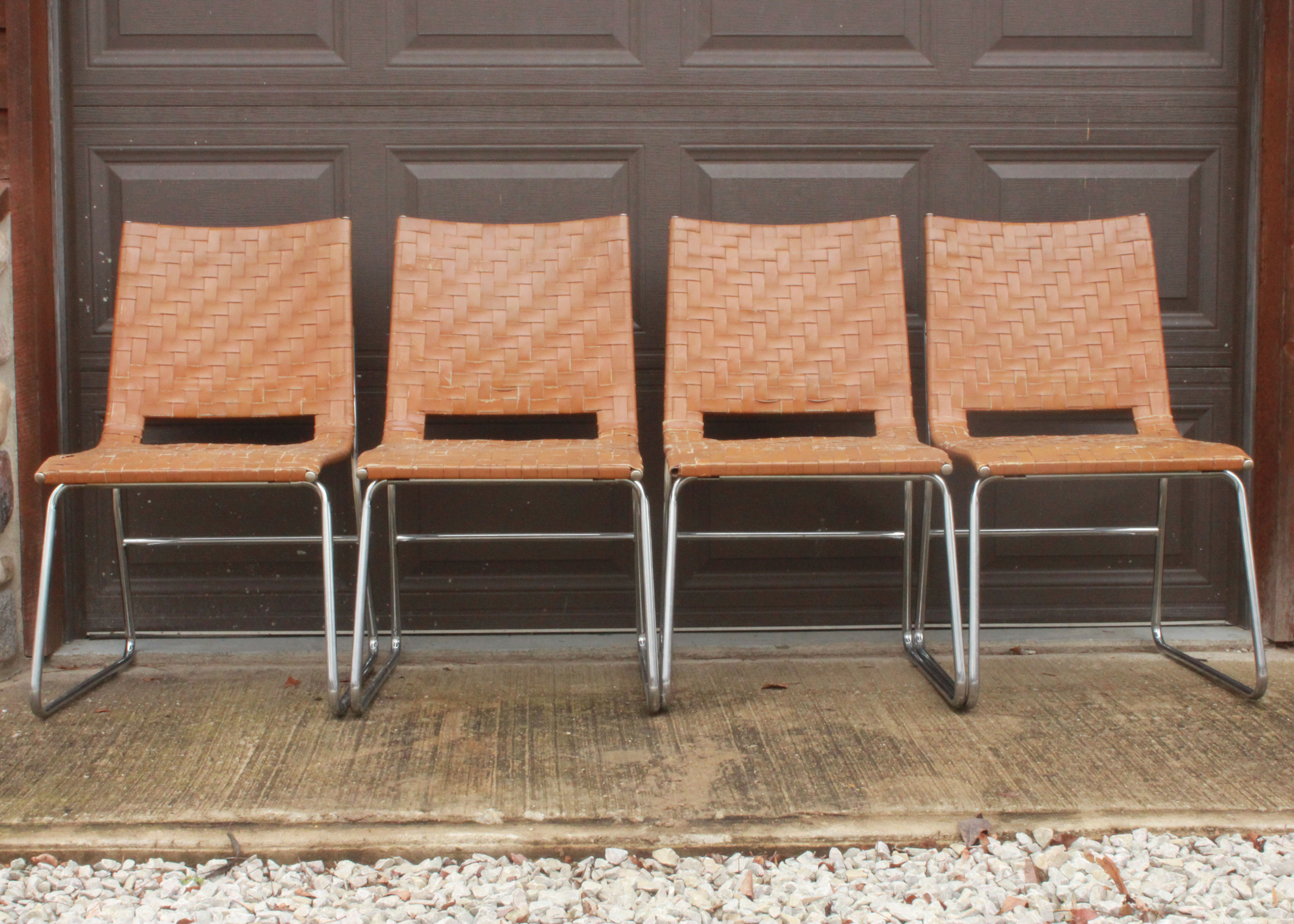 Vintage Woven Leather Chairs