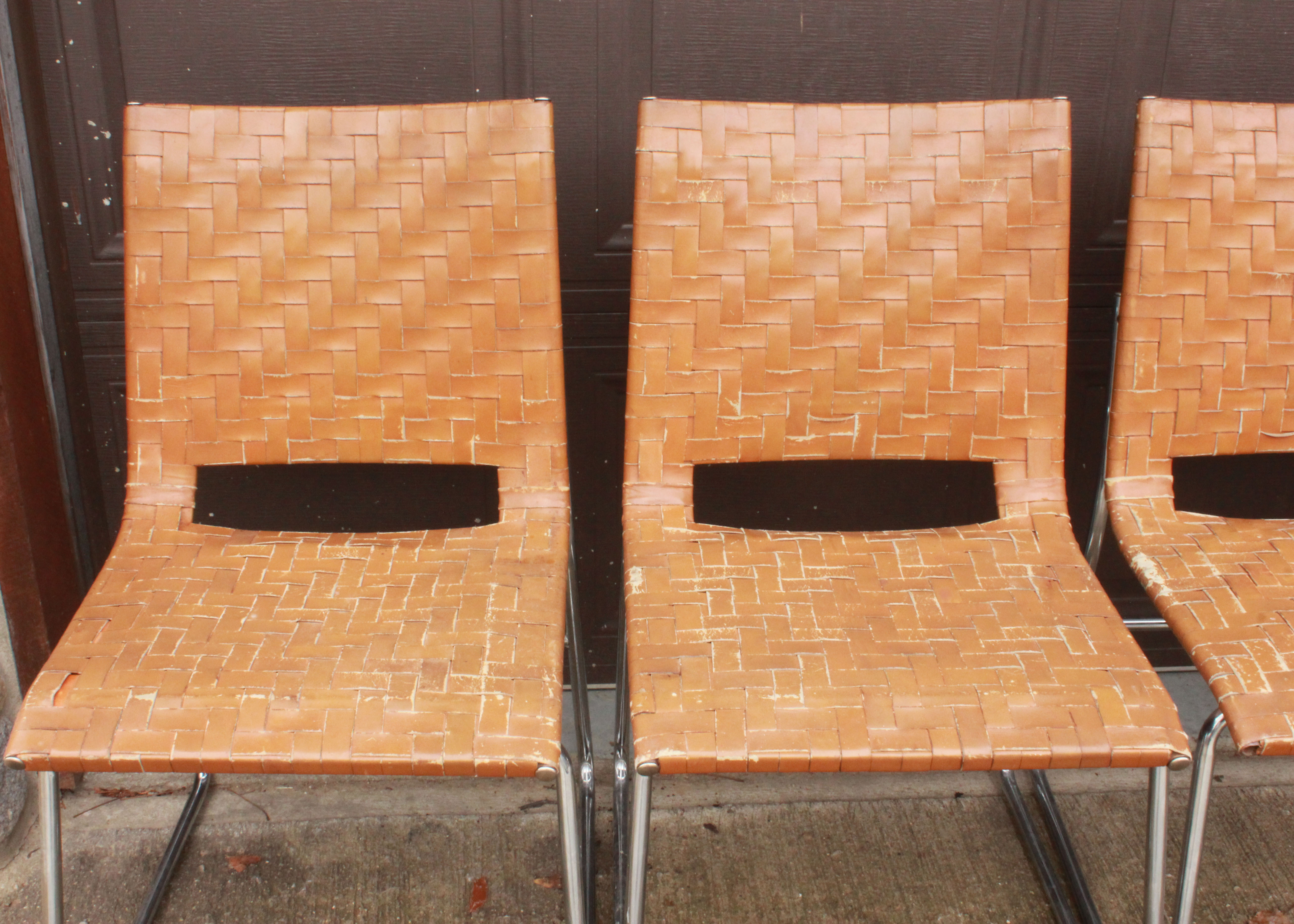 Vintage Woven Leather Chairs