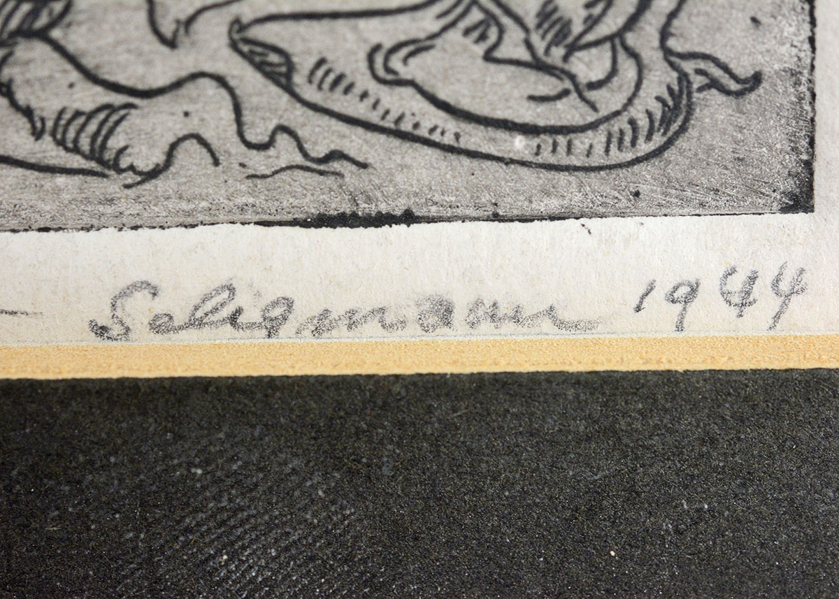 Framed Kurt Seligmann Etching and Retrospective Book