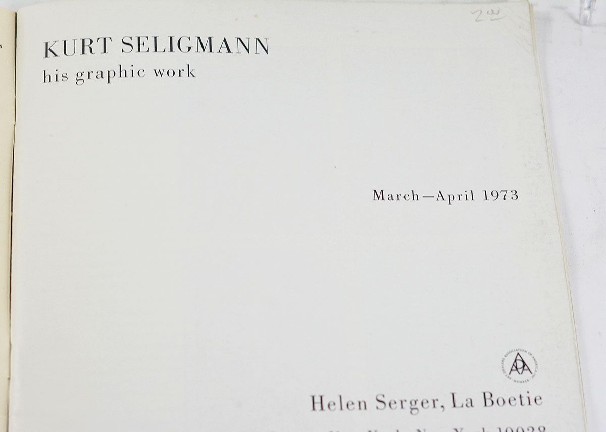 Framed Kurt Seligmann Etching and Retrospective Book