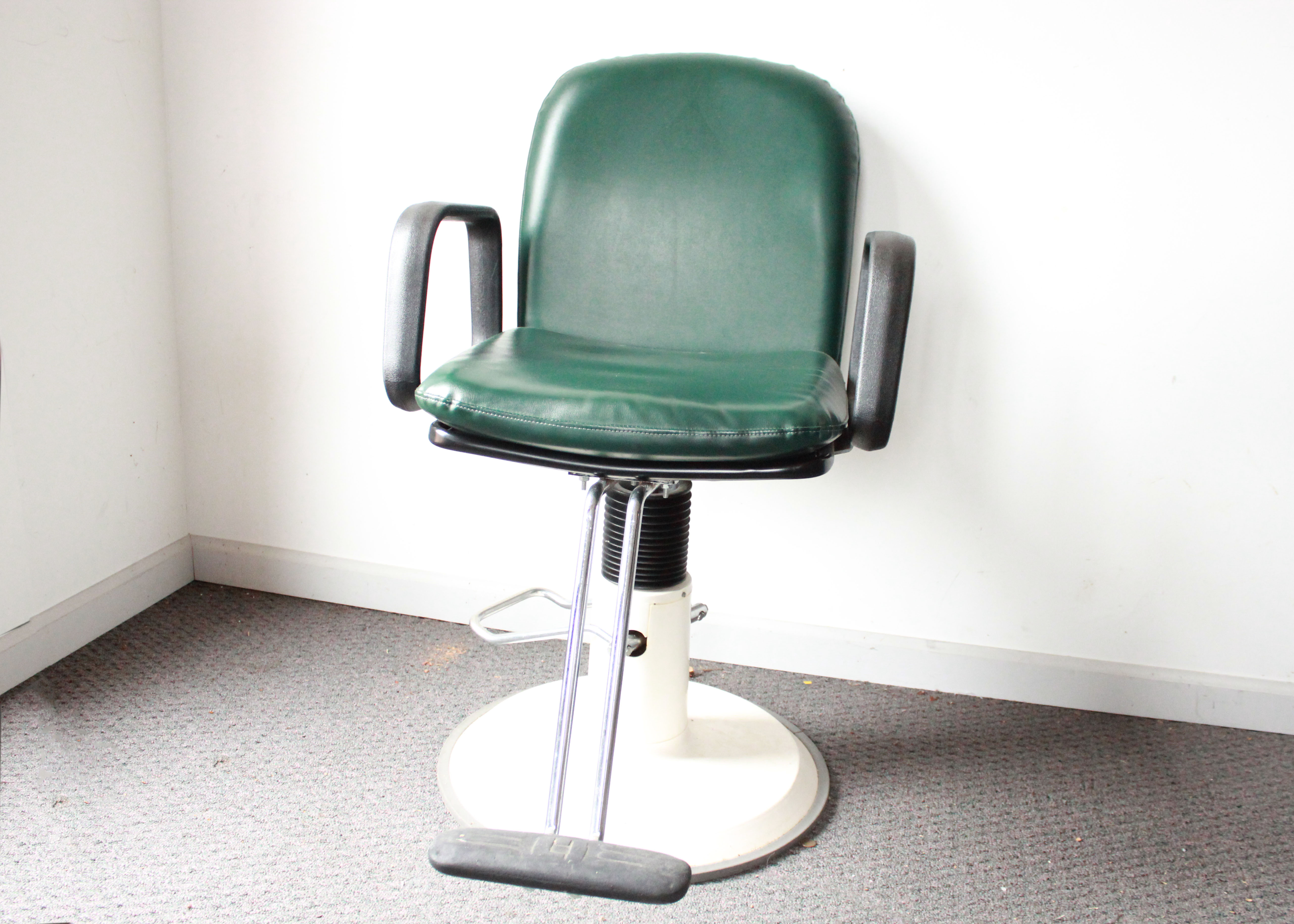 Green Faux Leather Barber Chair