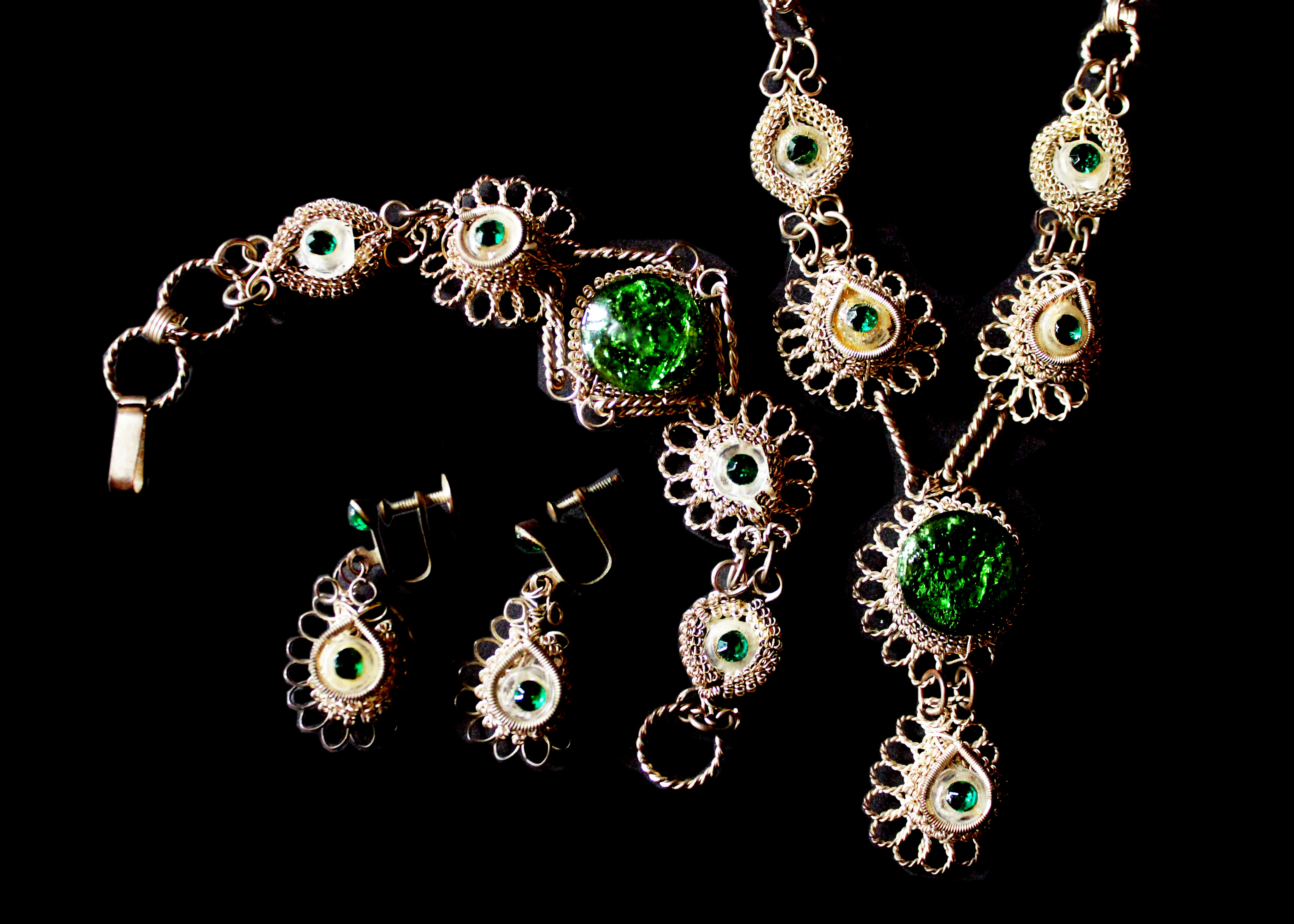 Vintage Filigree Costume Jewelry Set