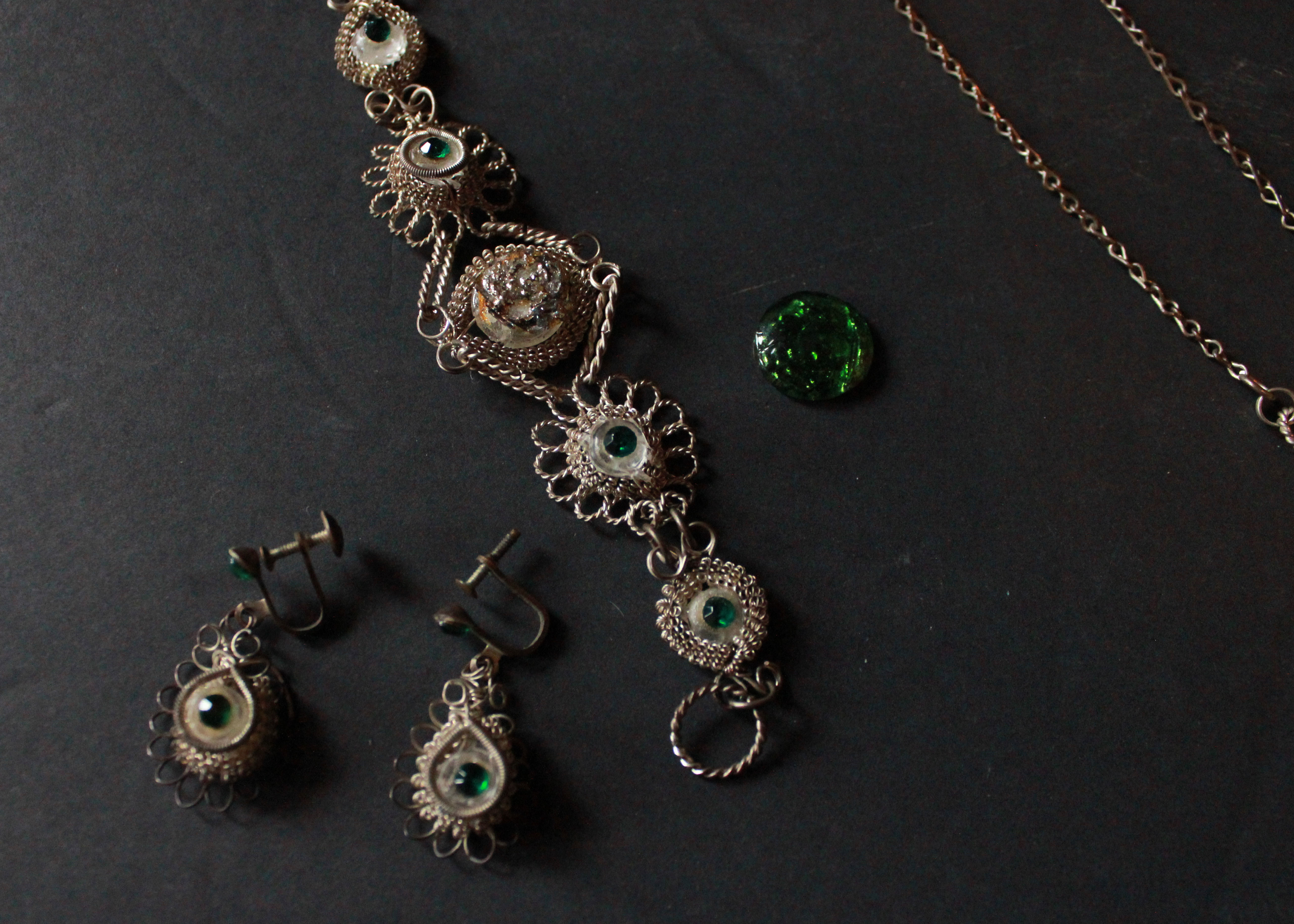 Vintage Filigree Costume Jewelry Set