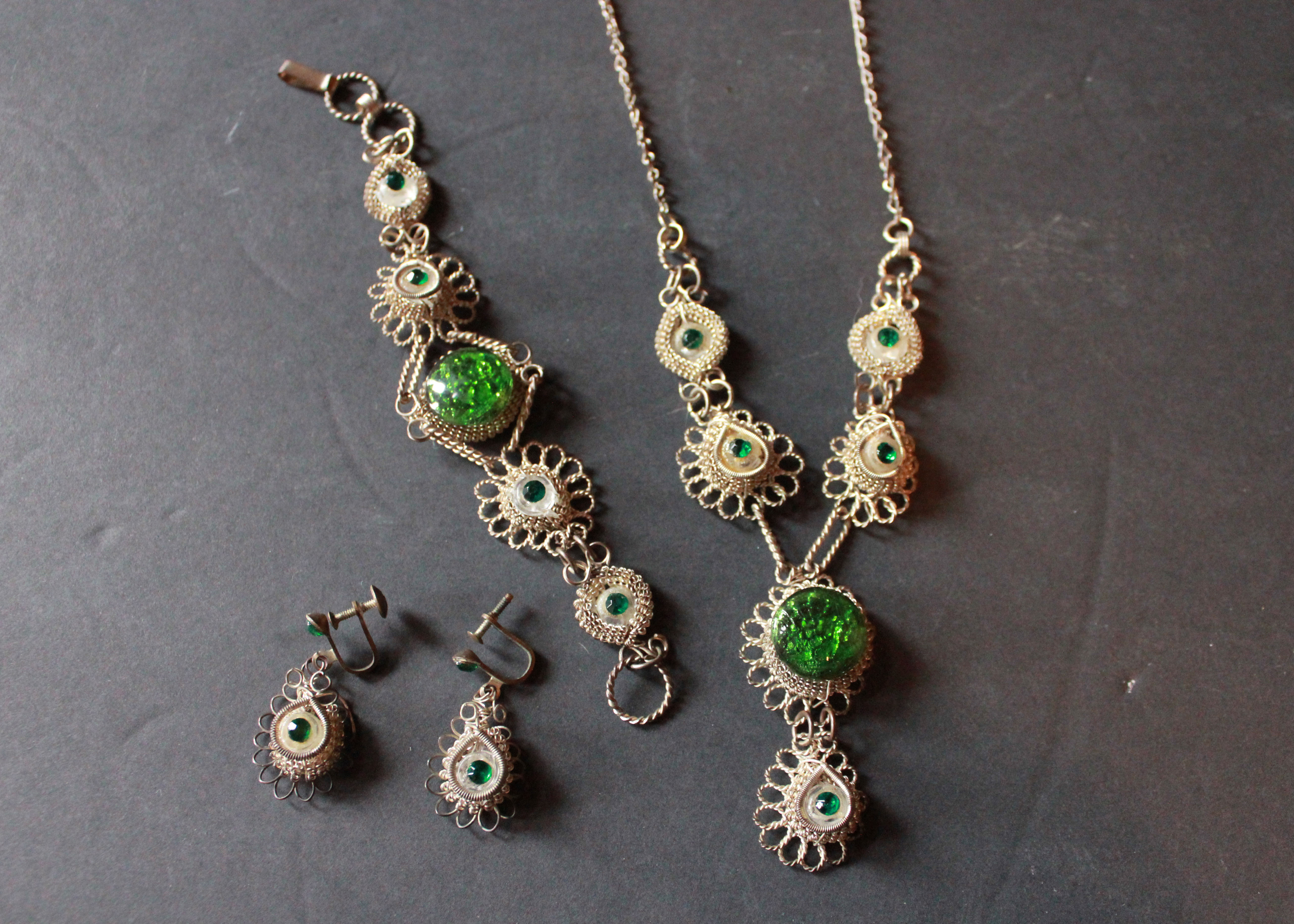 Vintage Filigree Costume Jewelry Set